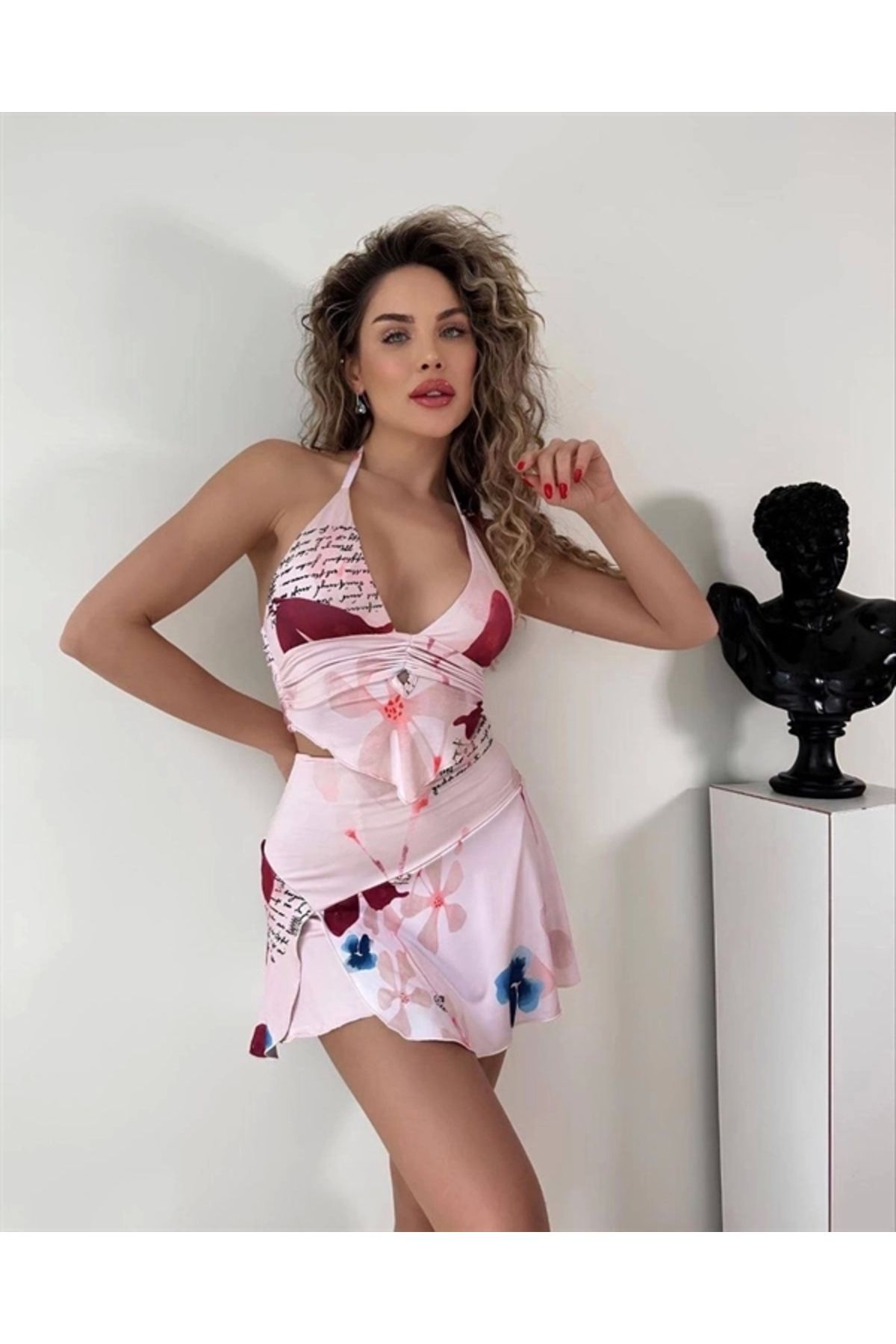 FASHIONLINE Kadın çiçek desenlı yazlık takım s3519
