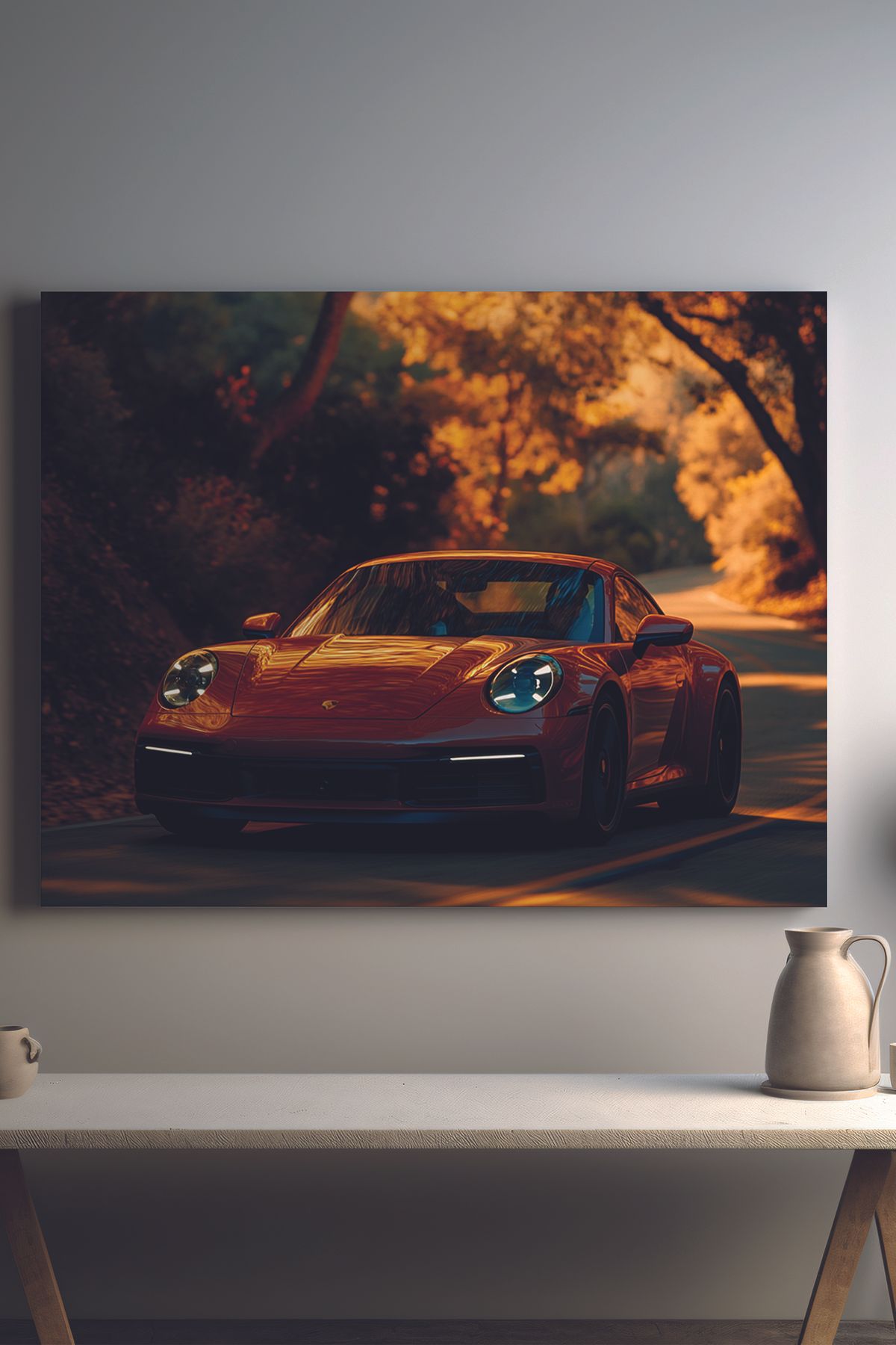 Store Sonbaharın Sıcak Renklerinde Porsche 911 Carrera S Premium Kanvas Tablo
