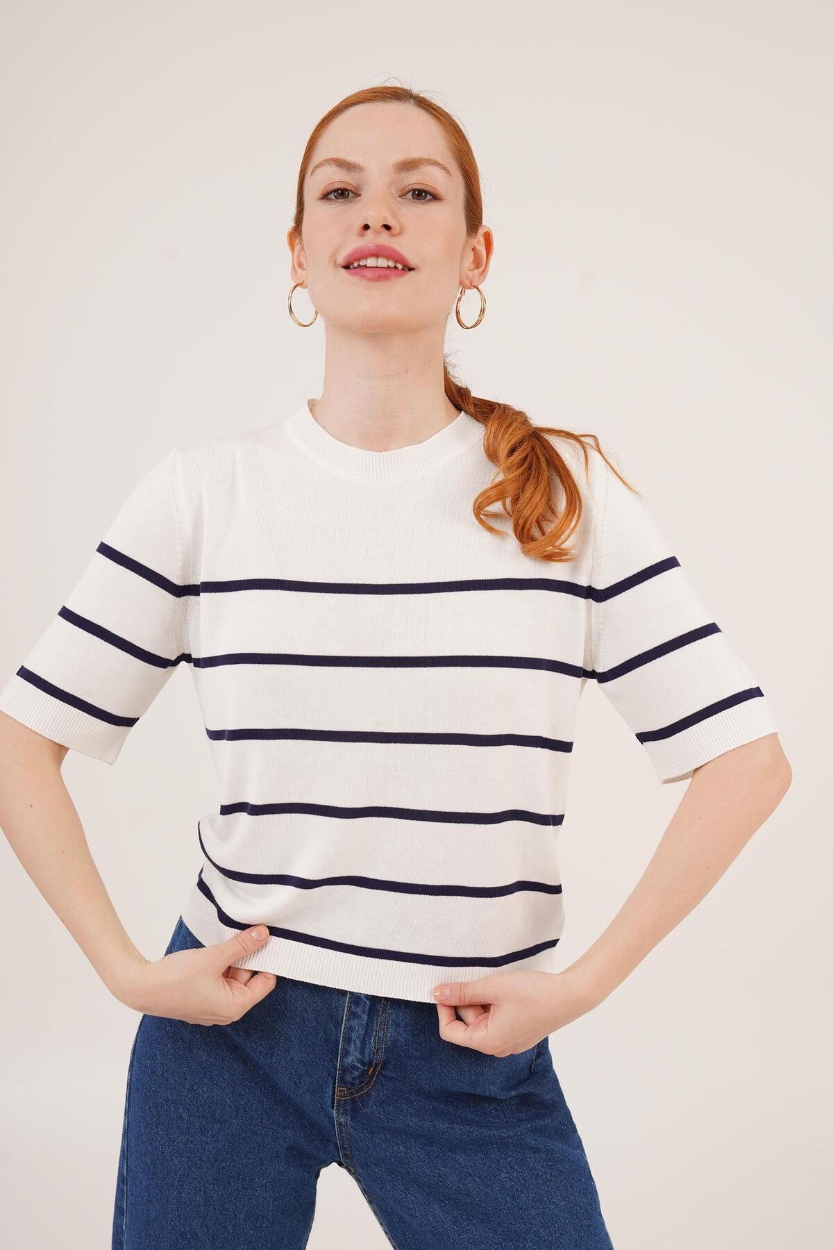 Castivo Fashion ColorLine Viskon Çizgili Bluz – Yaz Renkleri