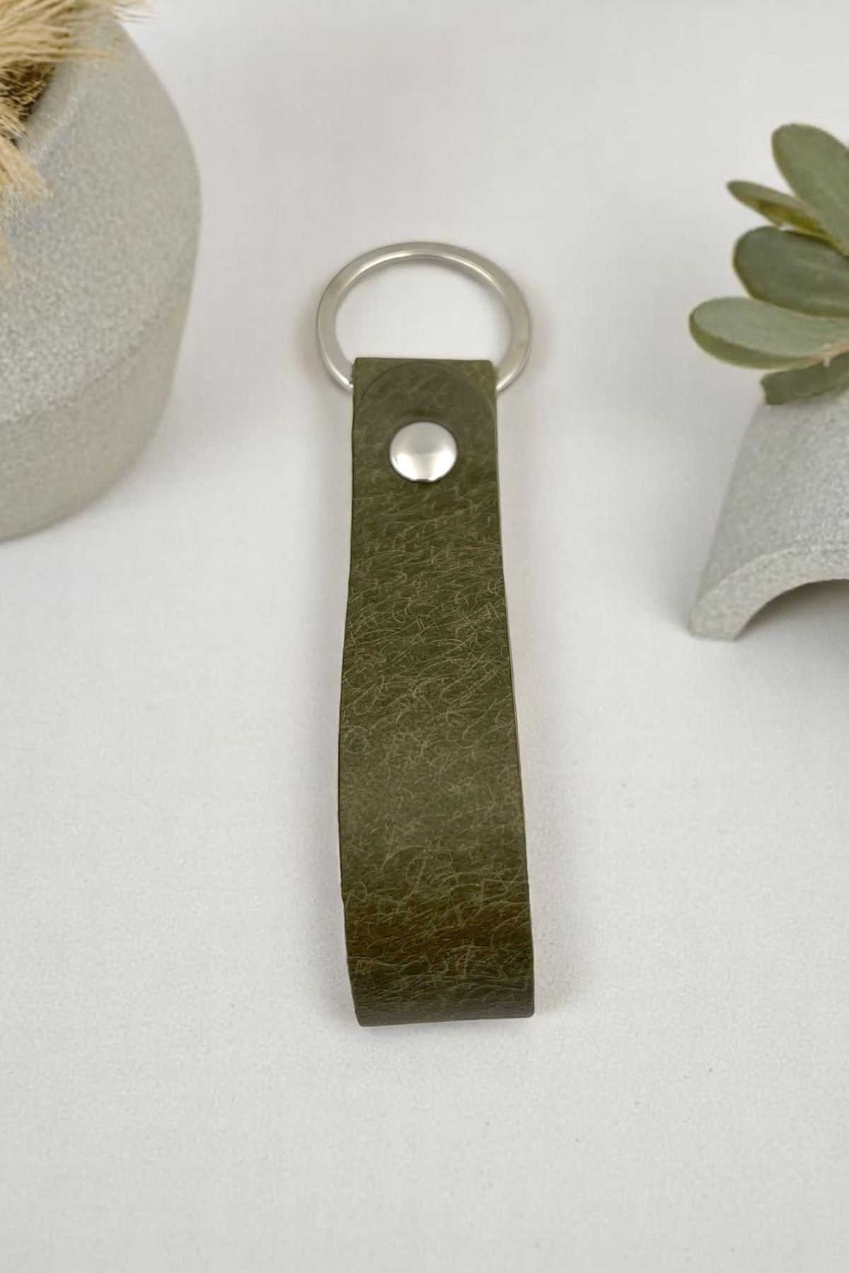 pepuza Hakiki Deri Root Series Anahtarlık Olive