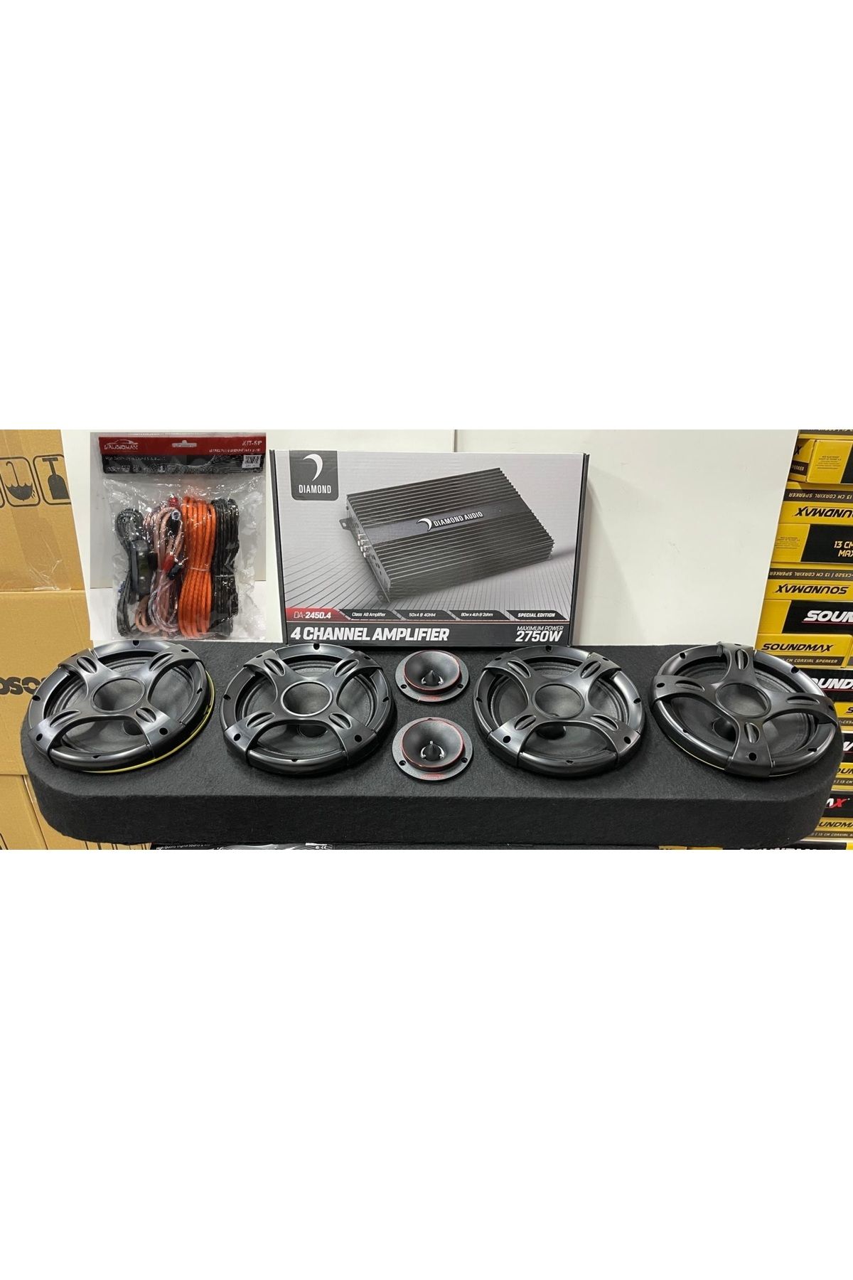 FTH SOUND 2 TK. 20 CM MİDRANGE + 4'LÜ PANDİZOT + 1 TK. 10 CM DOME TWEETER+ 4 KANAL AMFİ+ KABLO TAKIMI