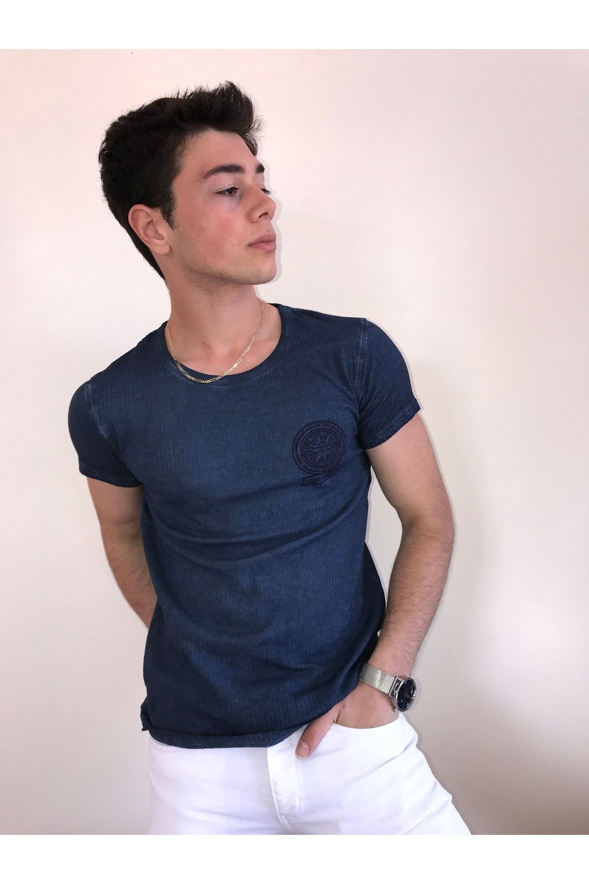 Avinar Unisex Bisiklet Yaka Baskılı Yıkamalı T-shirt