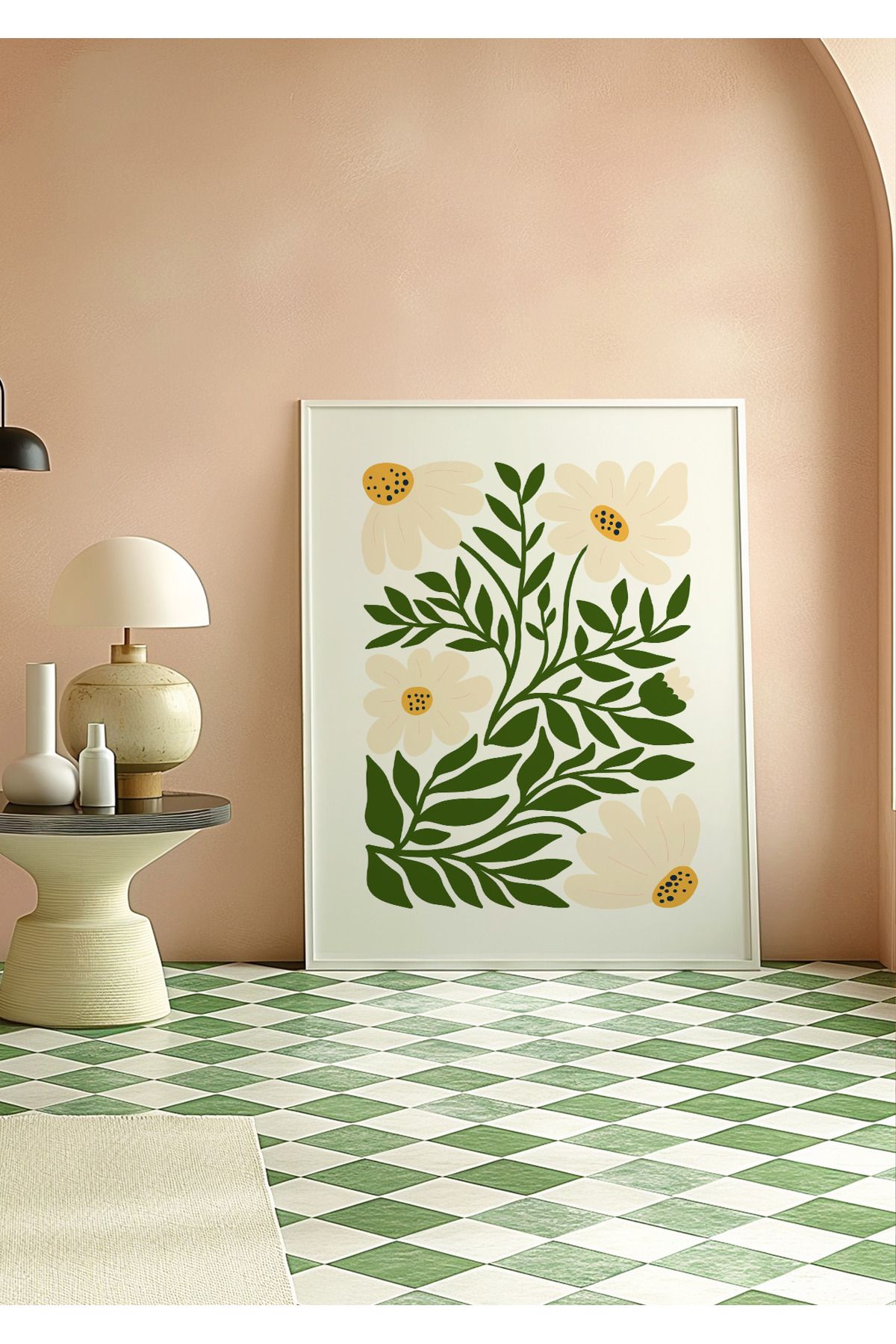 DES VU PRINT Beyaz Çiçek Temalı Poster, Pinterest Çiçek Temalı Çerçevesiz Poster