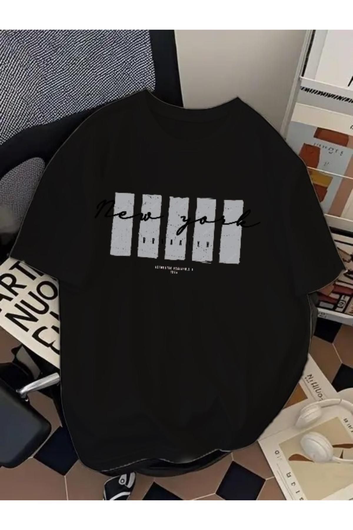 EQİ New York Brooklyn Baskılı Oversize T-Shirt