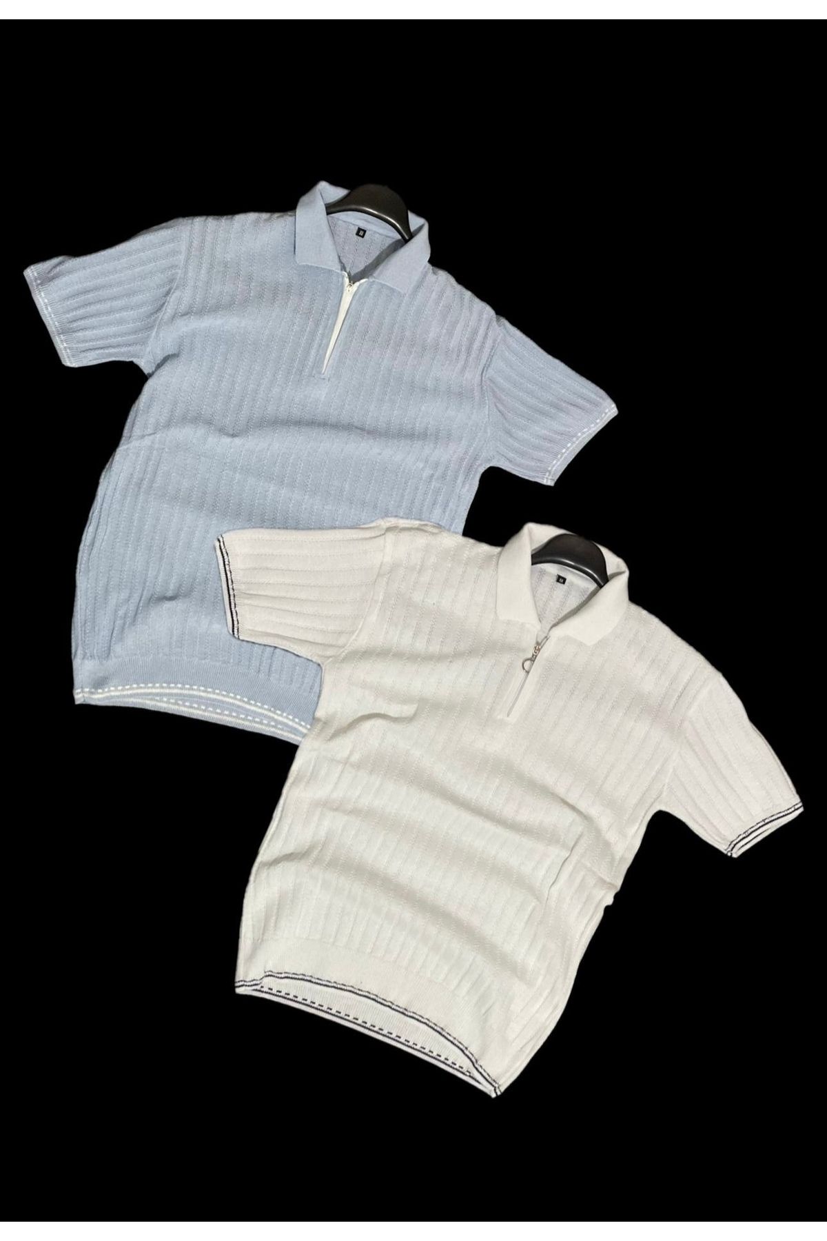 MODA 2’li Polo Yaka Fermuarlı Kısa Kollu Erkek Yazlık Triko T-Shirt
