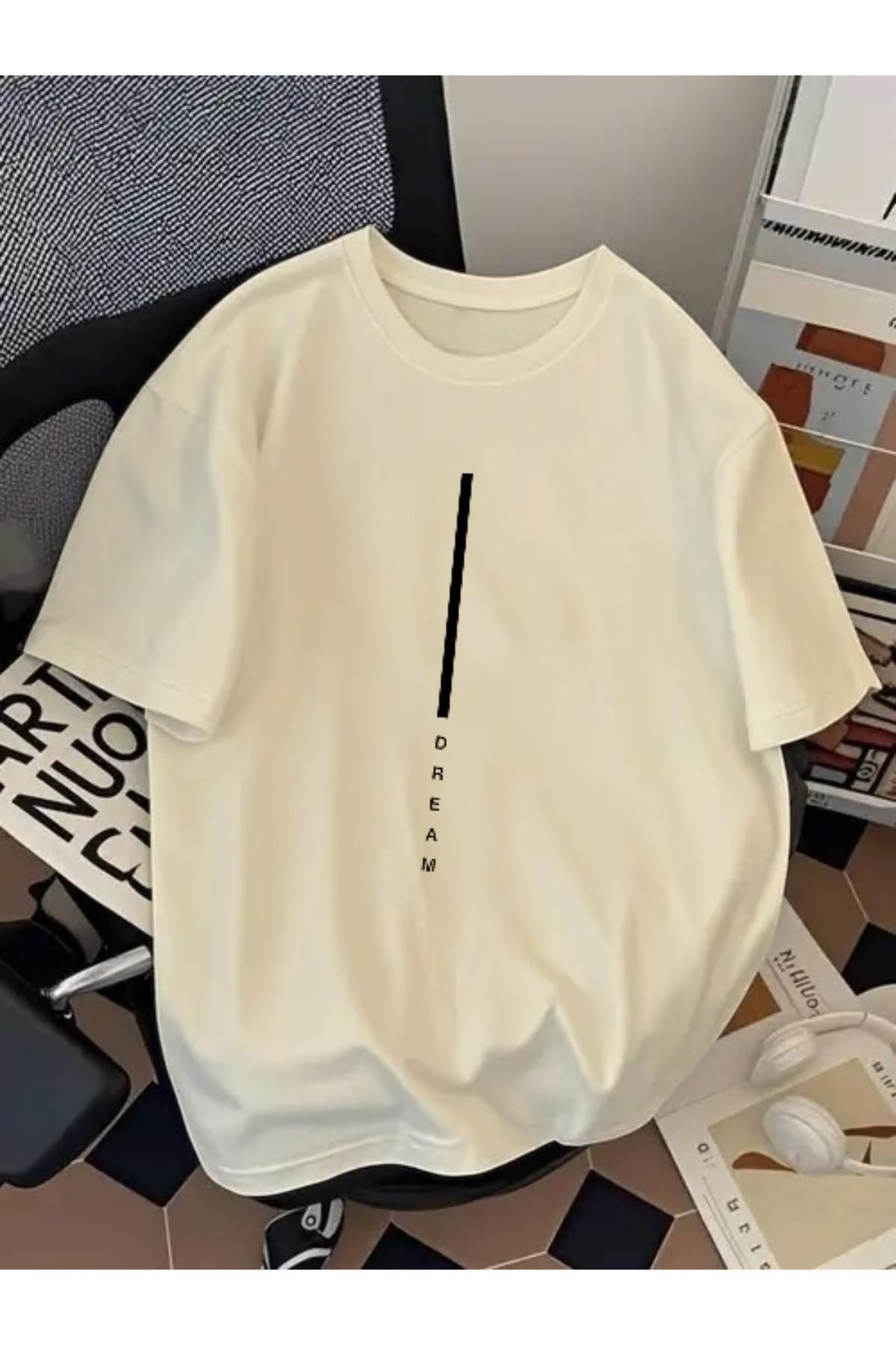 EQİ Dream Siyah Çizgi Baskılı Oversize T-Shirt