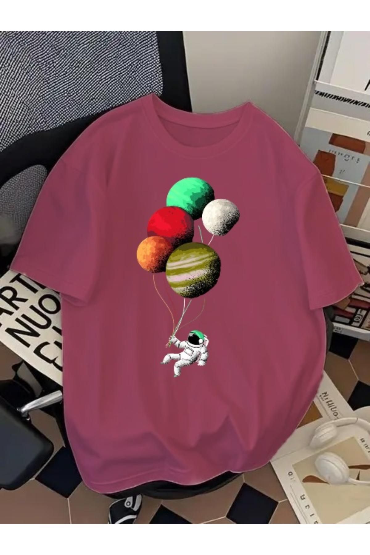 EQİ Astronot Balon Baskılı Oversize T-Shirt
