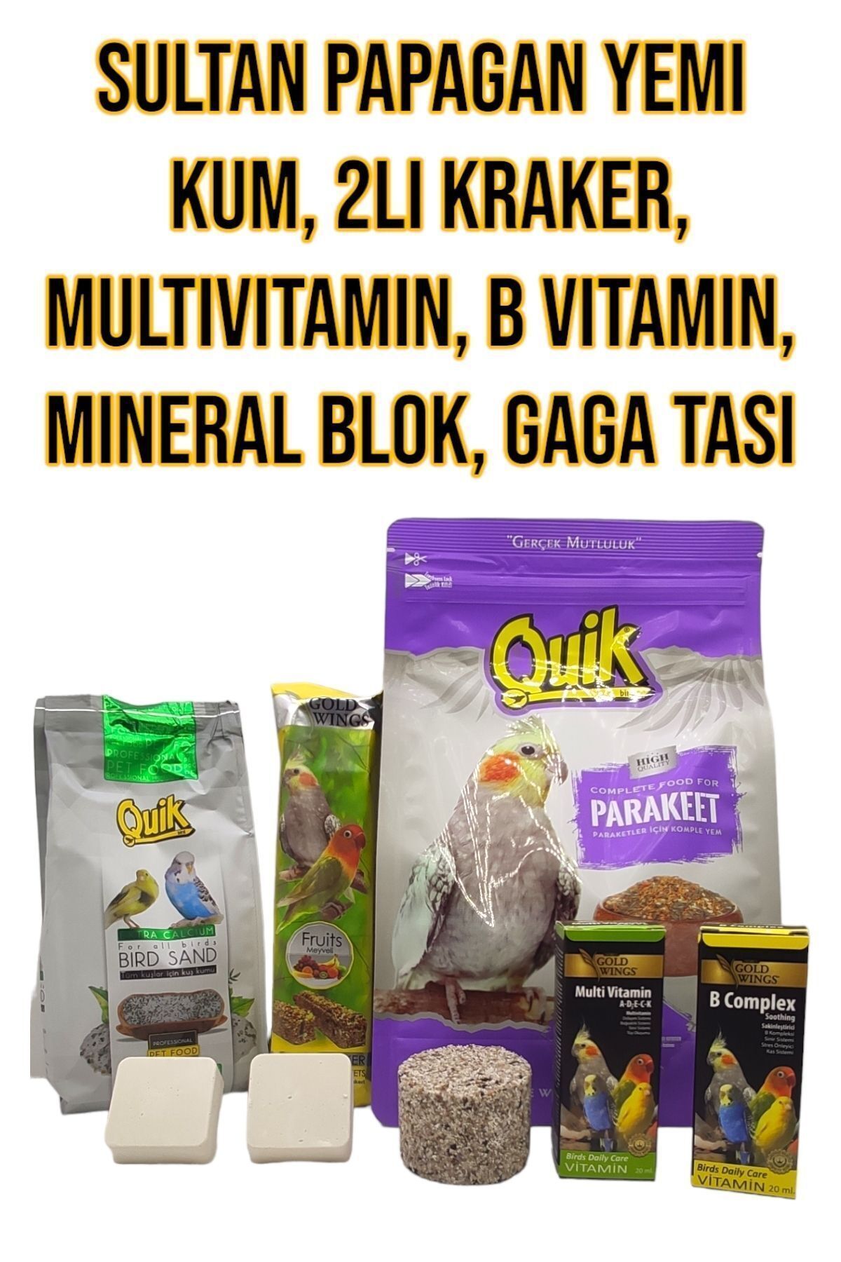 ozzipetshop Sultan Papağan Yem 750 gr, Multivitamin ve Tüy Bakım vitamini, Papağan Kumu, Mıneral Blok , Kraker