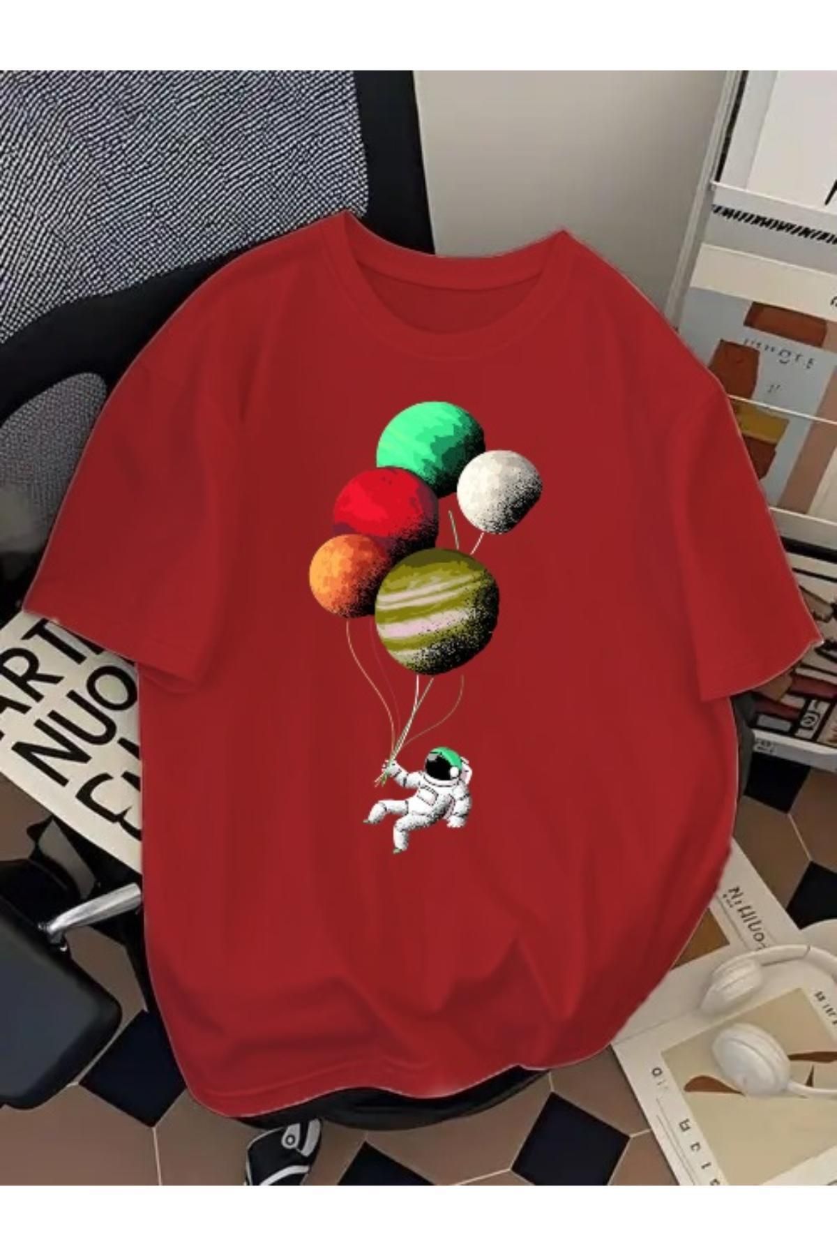 EQİ Astronot Balon Baskılı Oversize T-Shirt