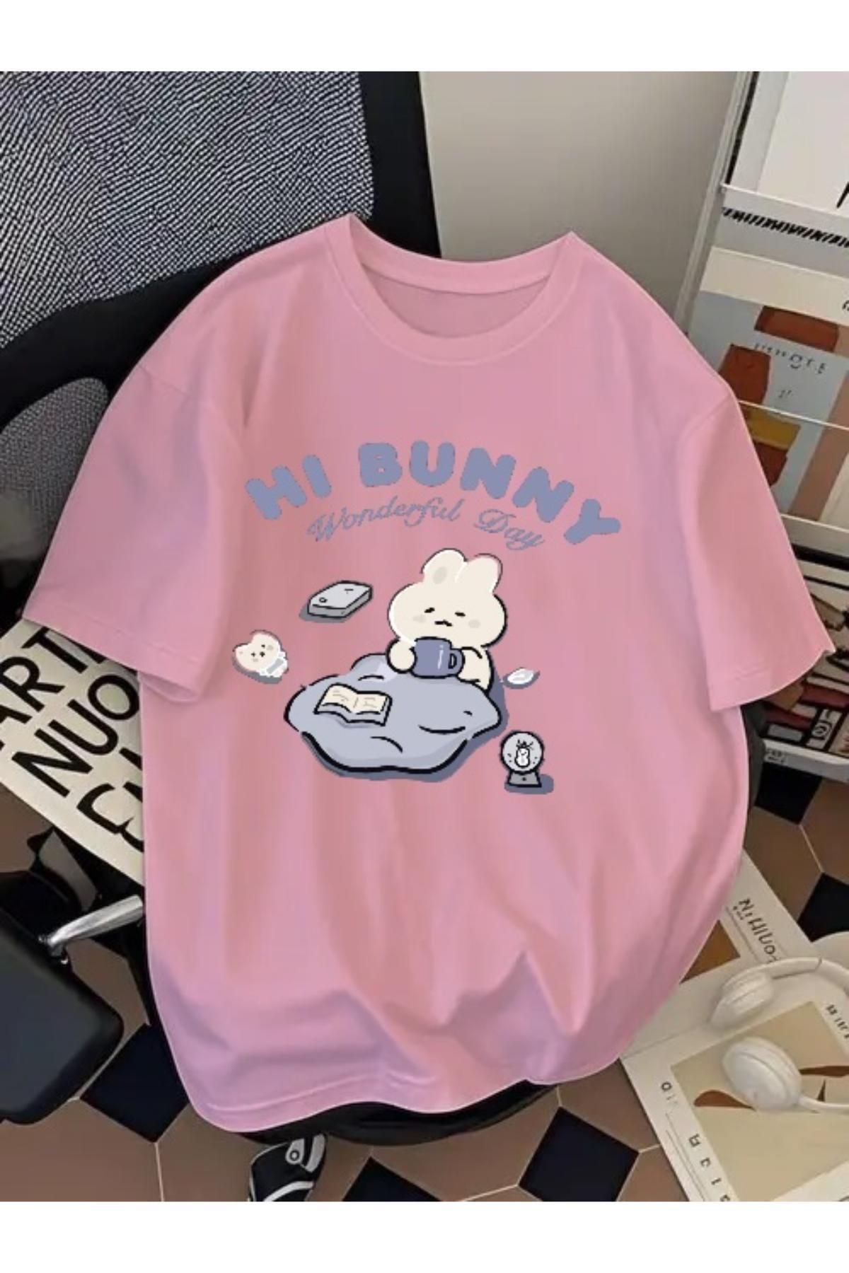 EQİ Hi Bunny Baskılı Oversize T-Shirt