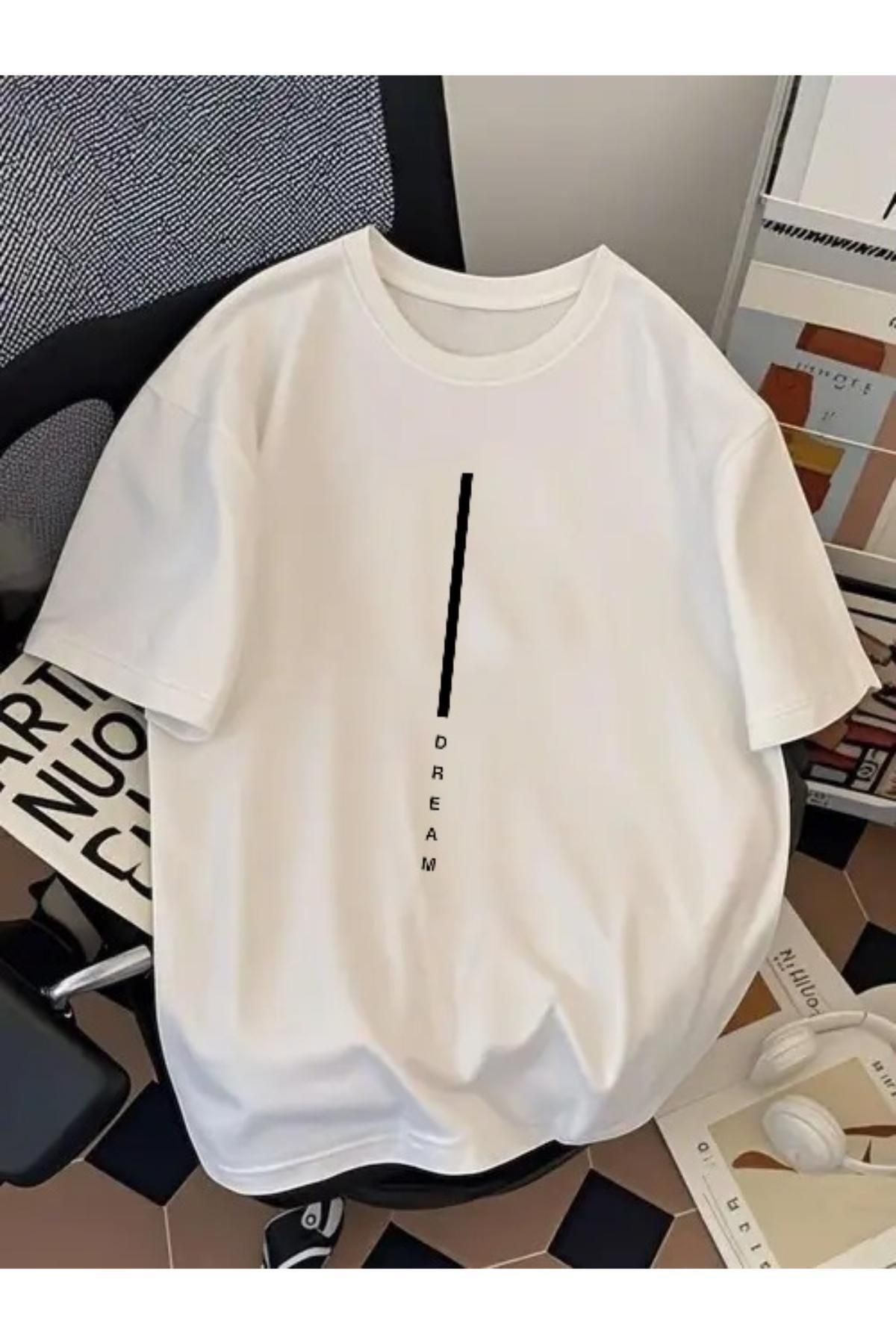 EQİ Dream Siyah Çizgi Baskılı Oversize T-Shirt