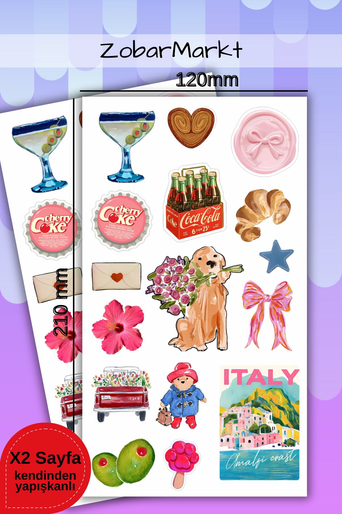 ZobarMarkt ONLINE MARKETING Retro Love Sticker Set (bullet journal- ajanda - laptop)