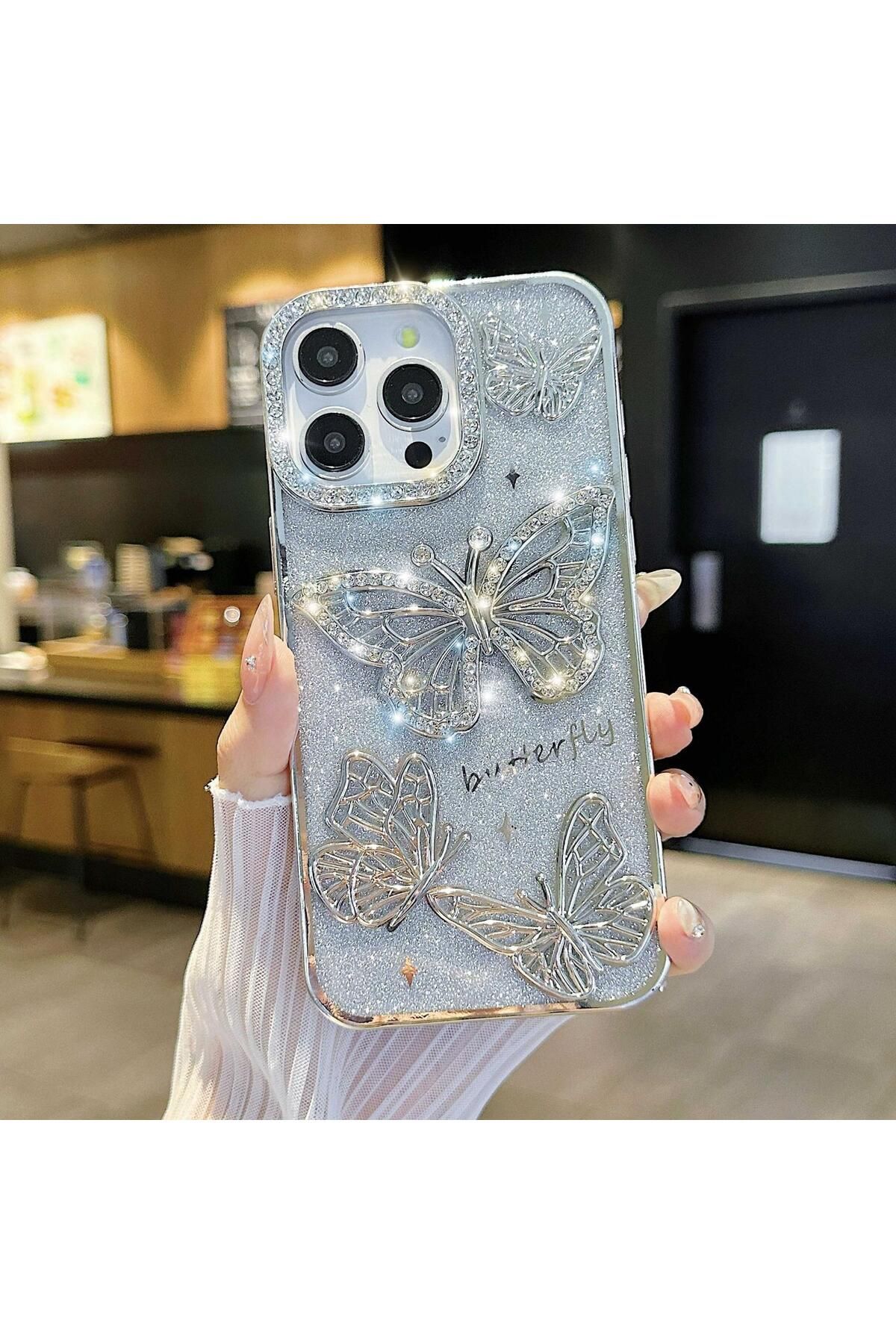 LioTech İphone 16 Pro Taşlı Kelbek Desenli Darbe Emici Özelliğe Sahip Kılıf