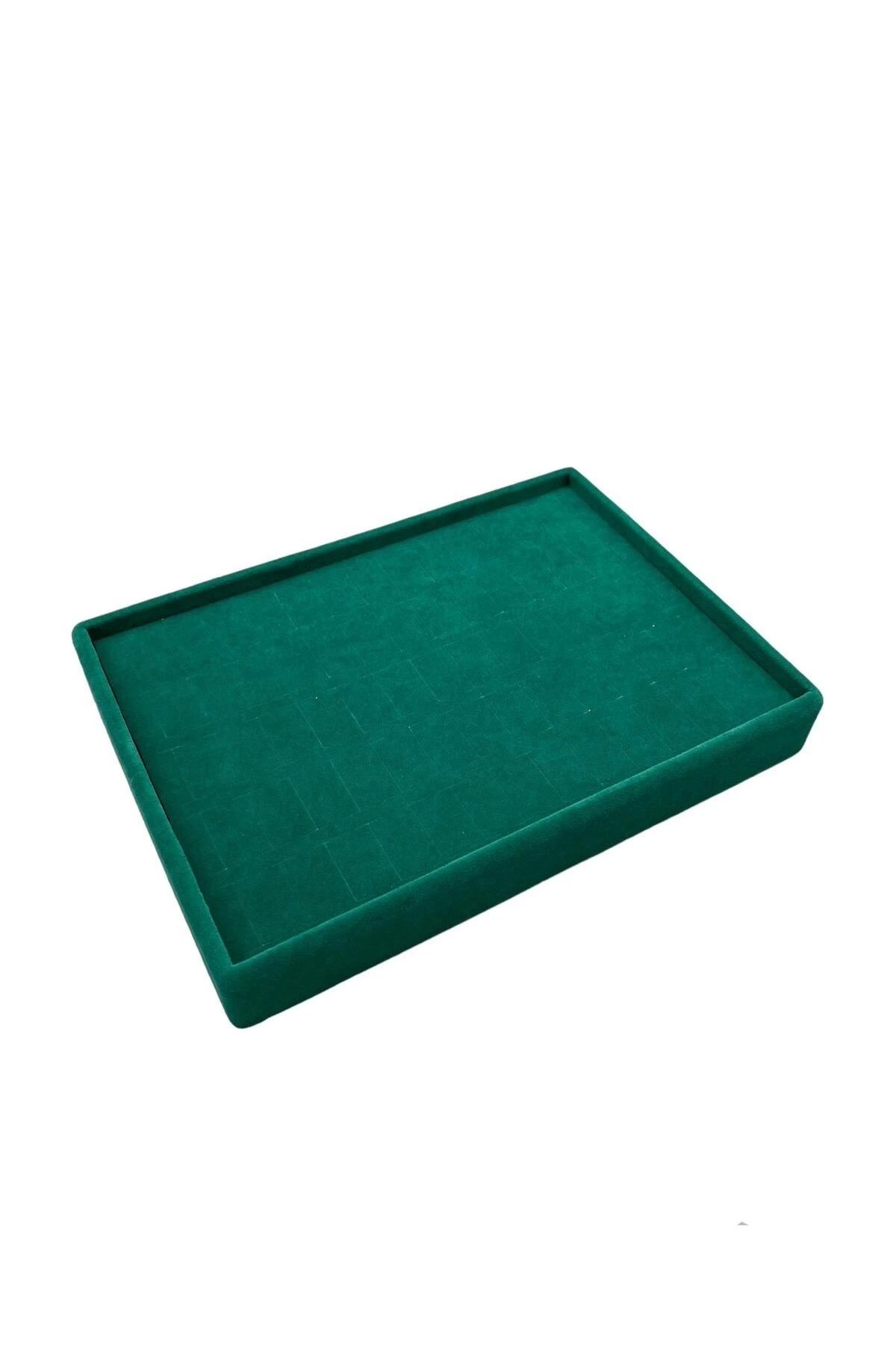 MeGass Dekor Producție Internă Dimensiune Mică Tesatura Piele Intoarsa Culoare Verde 24/17,5 Cm Masuta Cu Inele Cu Clapeta - One Size