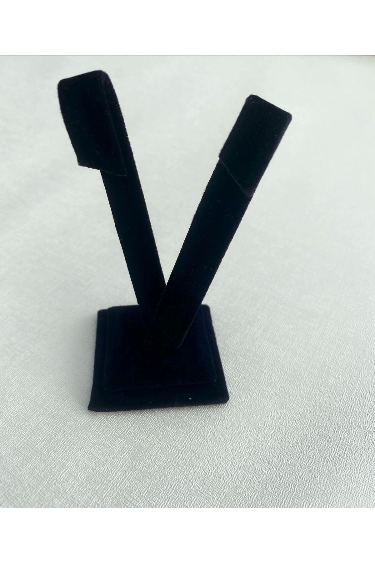MeGass Dekor Țesătură Piele De Căprioară De Producție Internă Culoare Neagră 10 Cm Suport Pentru Cercei Palmier - One Size