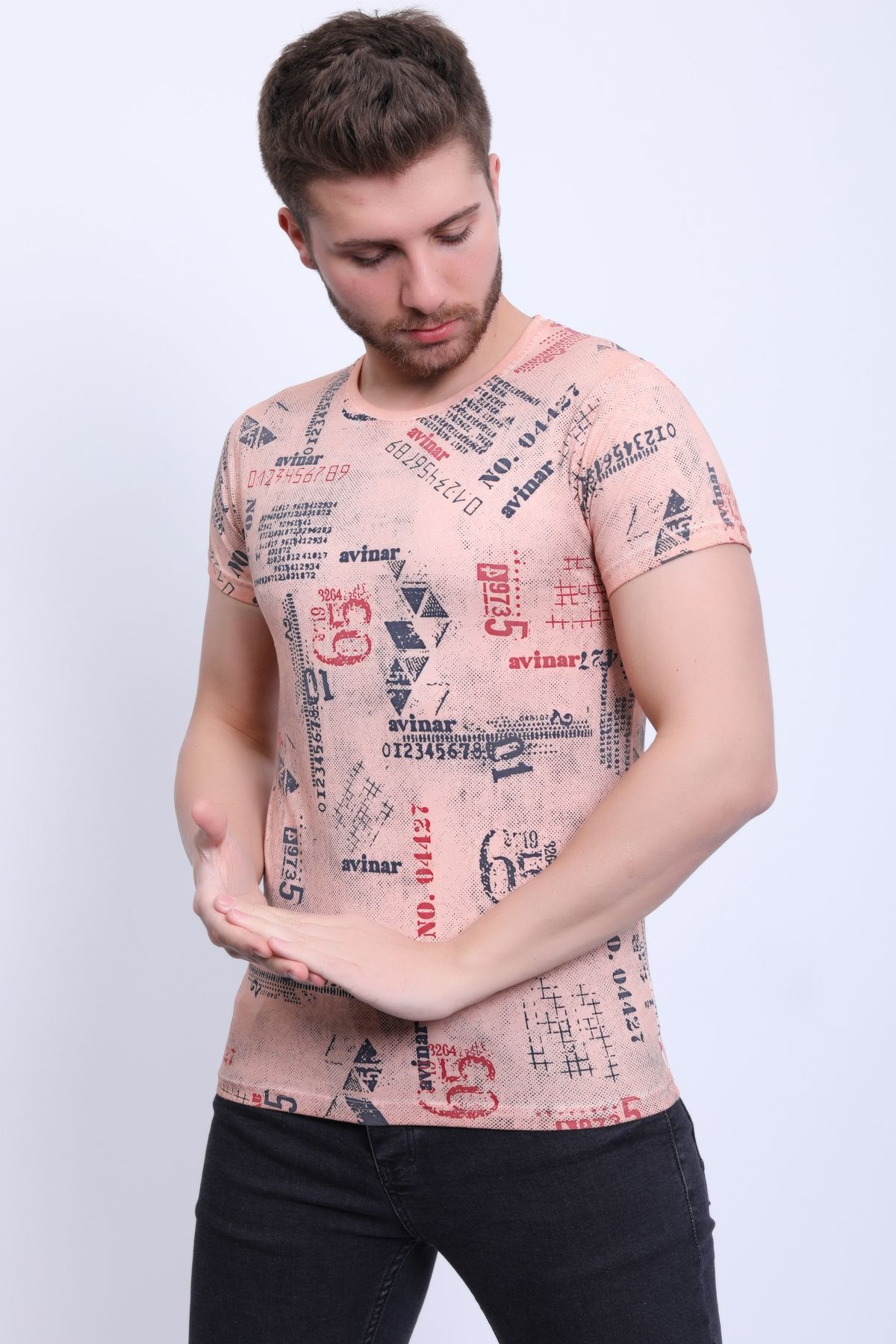 Avinar Unisex Bisiklet Yaka Baskılı Yıkamalı T-shirt