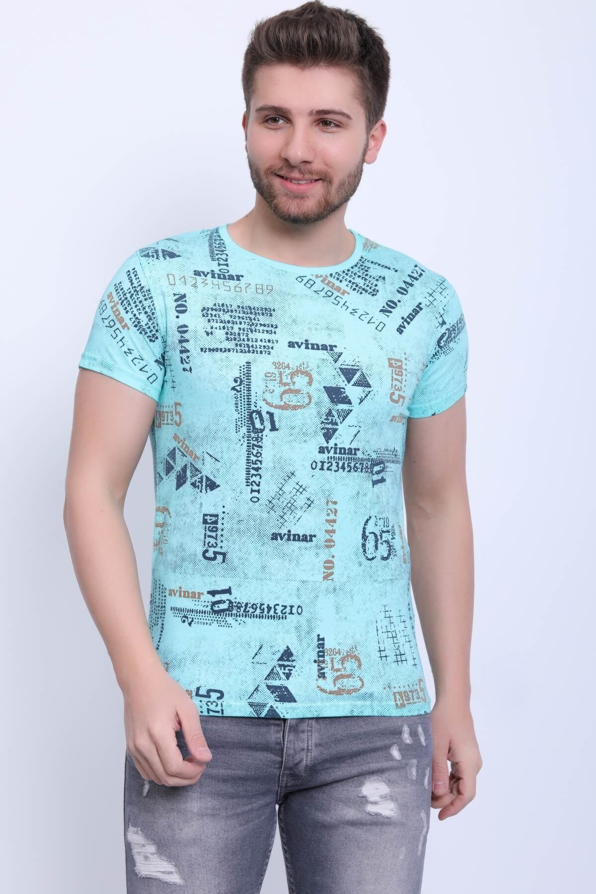 Avinar Unisex Bisiklet Yaka Baskılı Yıkamalı T-shirt