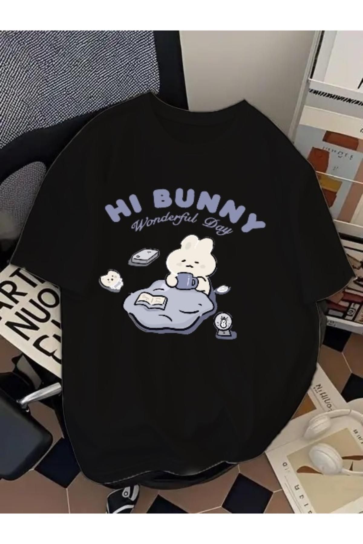 EQİ Hi Bunny Baskılı Oversize T-Shirt