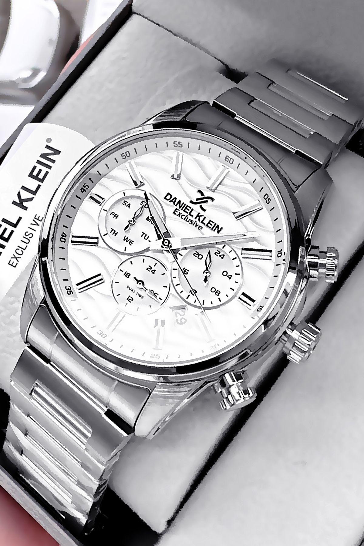 Daniel Klein Exclusive Erkek Kol Saati 3 Atm Su Geçirmez Gümüş Renk Çelik Kordon Hediye Bileklik DKE2129C1