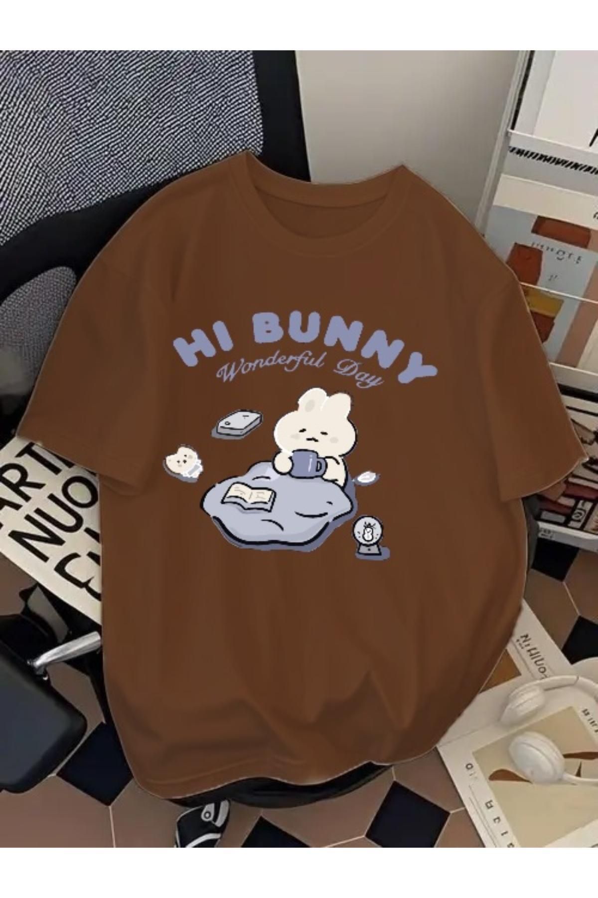 EQİ Hi Bunny Baskılı Oversize T-Shirt