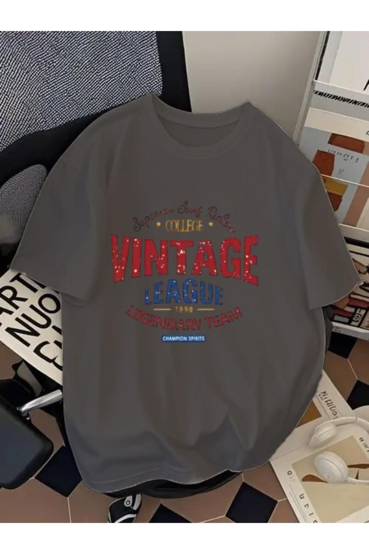 EQİ Vintage Baskılı Oversize T-Shirt