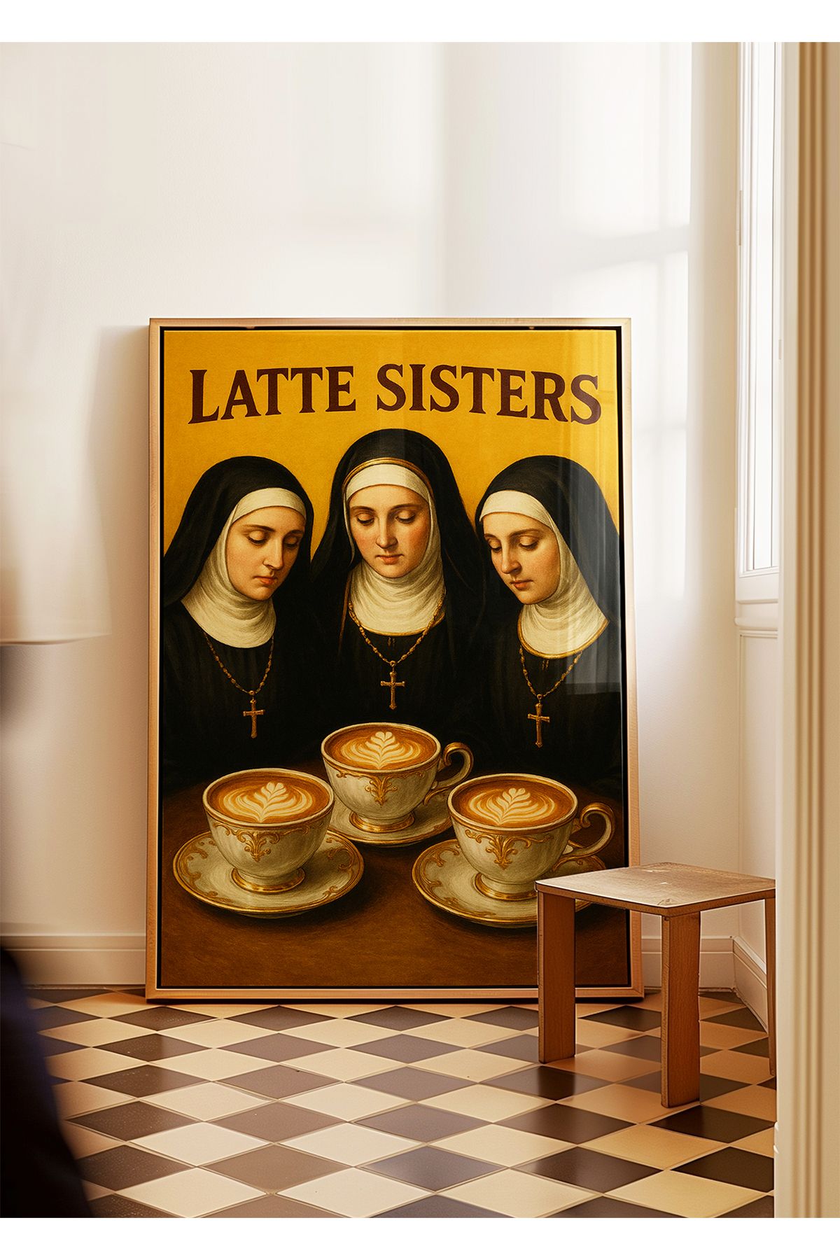 ARTHOUSECOLLECTIVE Latte Sisters - Barok Dönem Kahve Posteri - Tablo Ölçülerinde Çerçevesiz Poster
