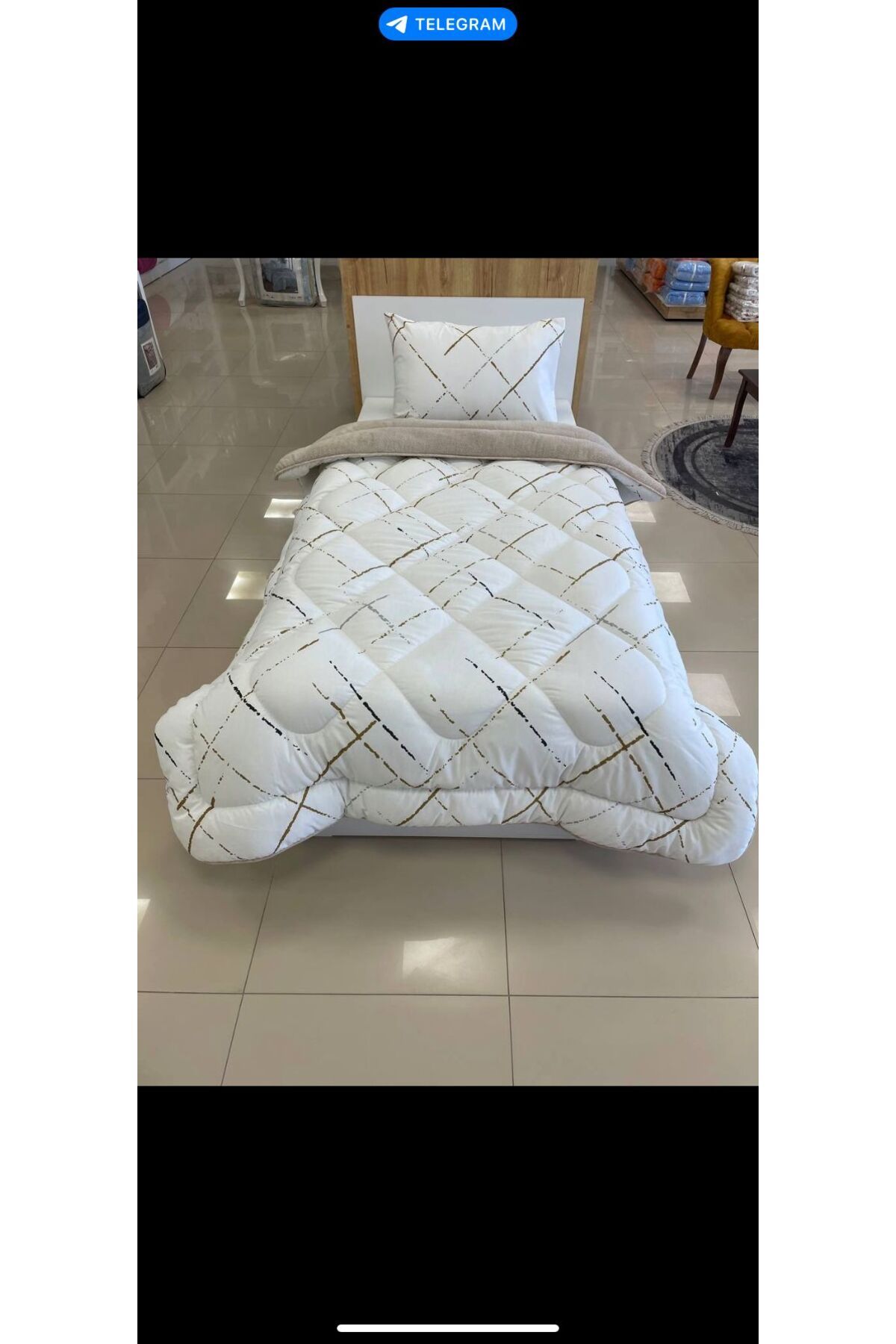 VİLERA HOME POFUDUK MERMER DESENLİ TEK KİŞİLİK YASTIK KILIFLI YORGAN