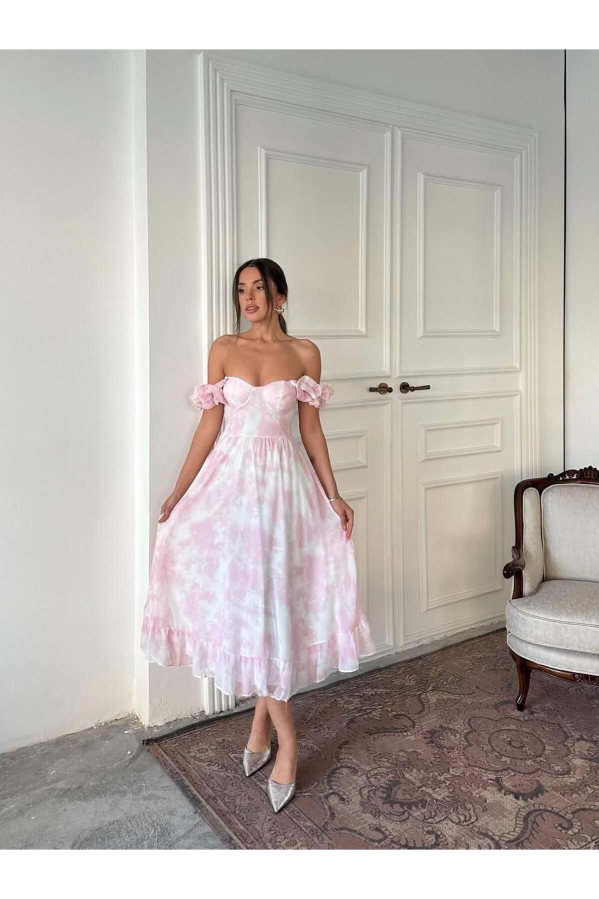 conconmoda Bridney Kadın Pembe Uzun Elbise