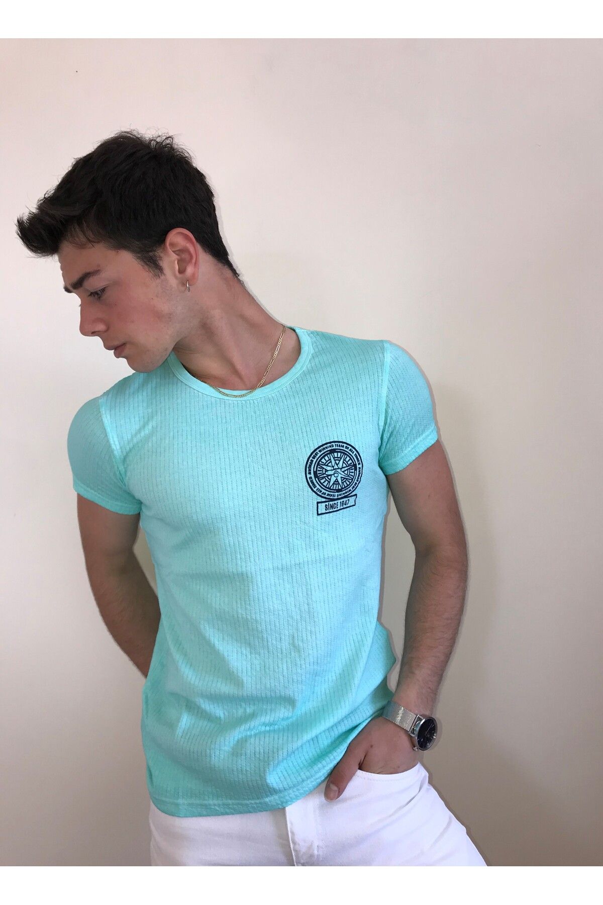 Avinar Unisex Bisiklet Yaka Baskılı Yıkamalı T-shirt