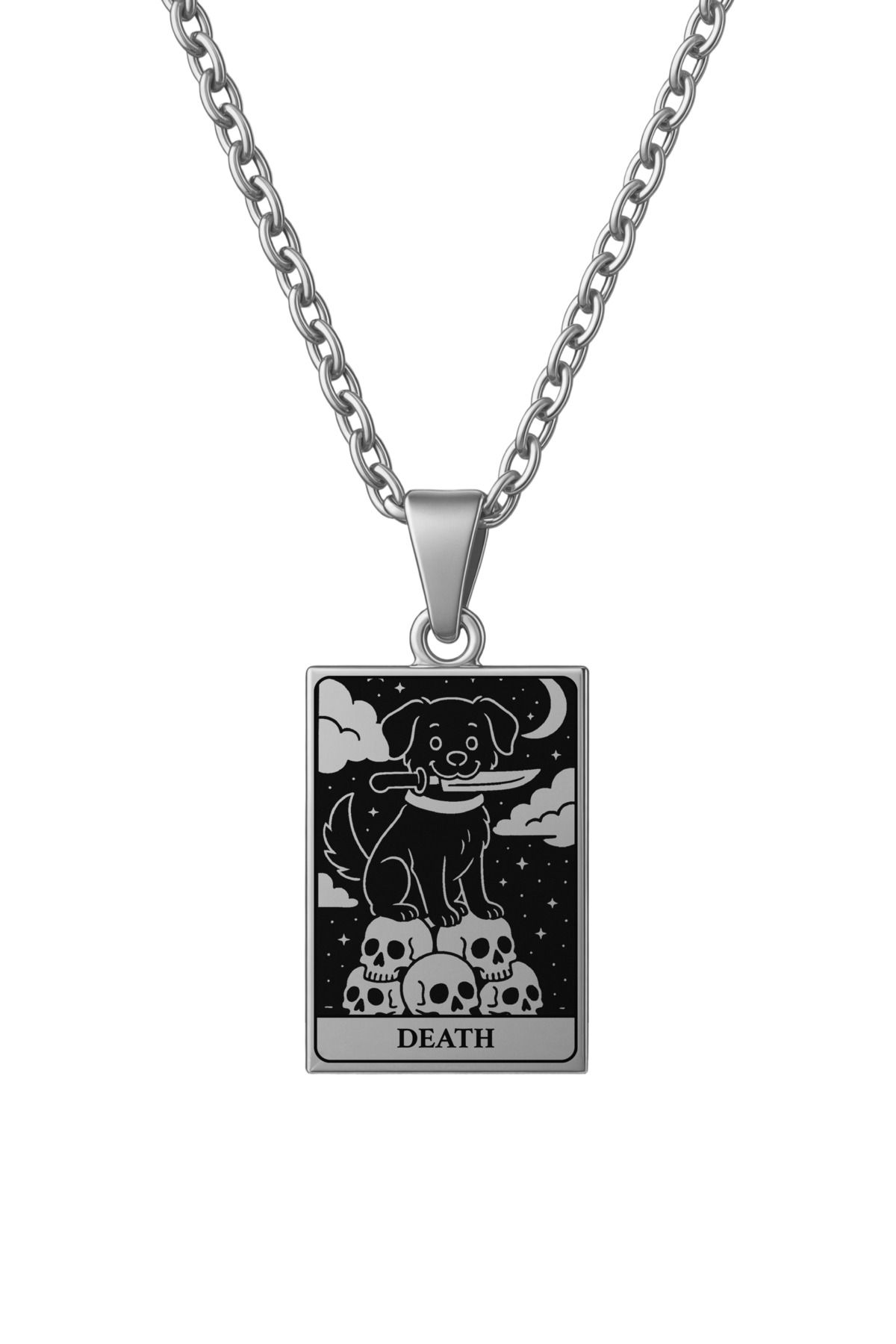 ArtinArt Death - Ölüm Köpek Tarot Kart | 316l Çelik Kolye
