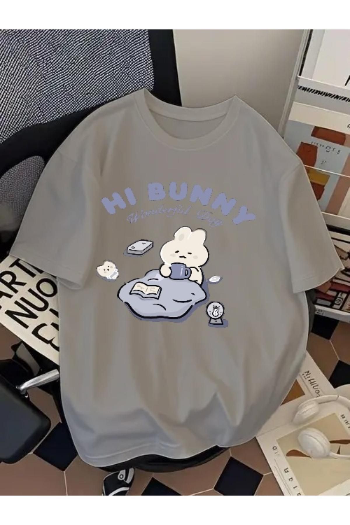 EQİ Hi Bunny Baskılı Oversize T-Shirt