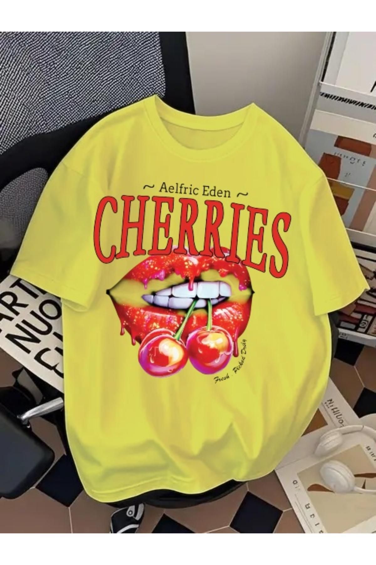 EQİ Cherries Baskılı Oversize T-Shirt