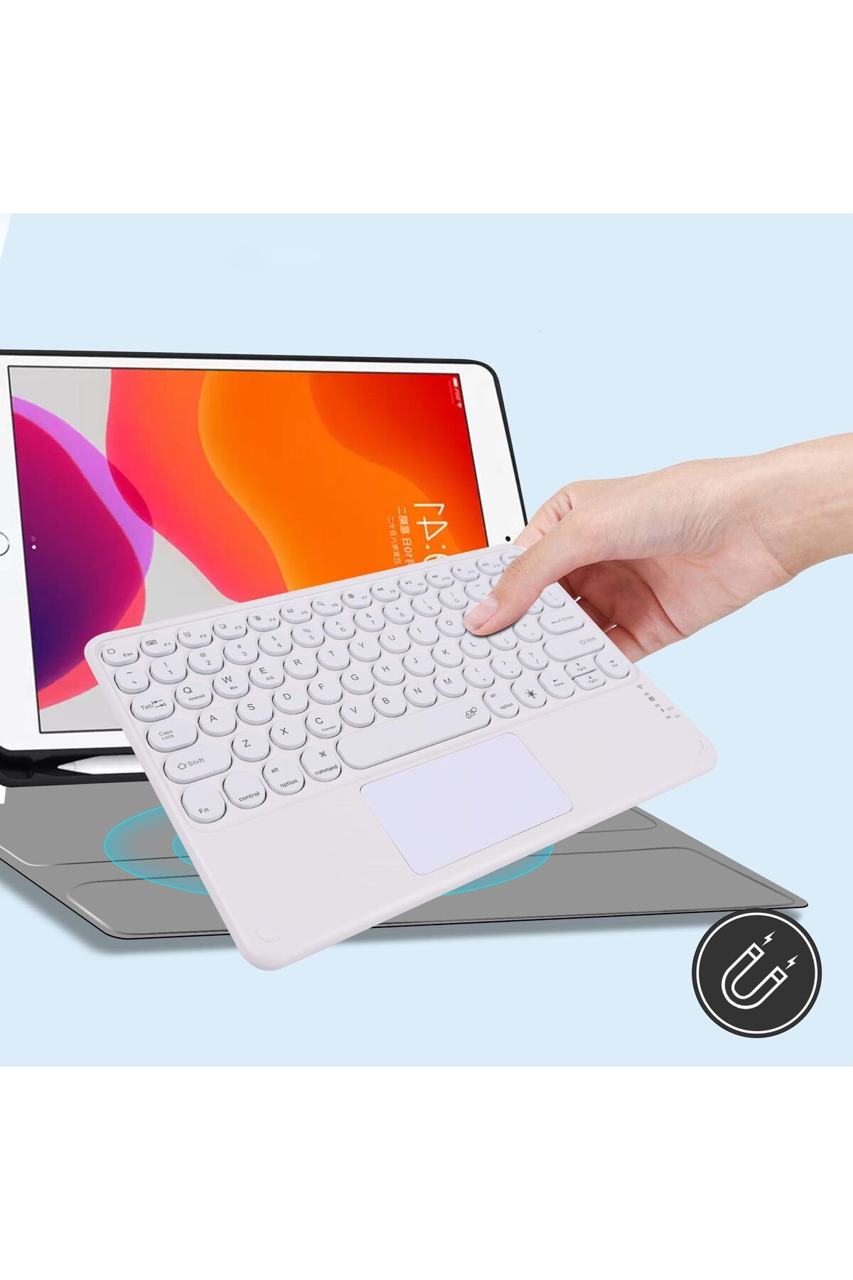 LioTech Android Tablet/ İPad / Bilgisayar Uyumlu Bluetooth TouchPadli Klavye 150 Saat Çalışma Süreli