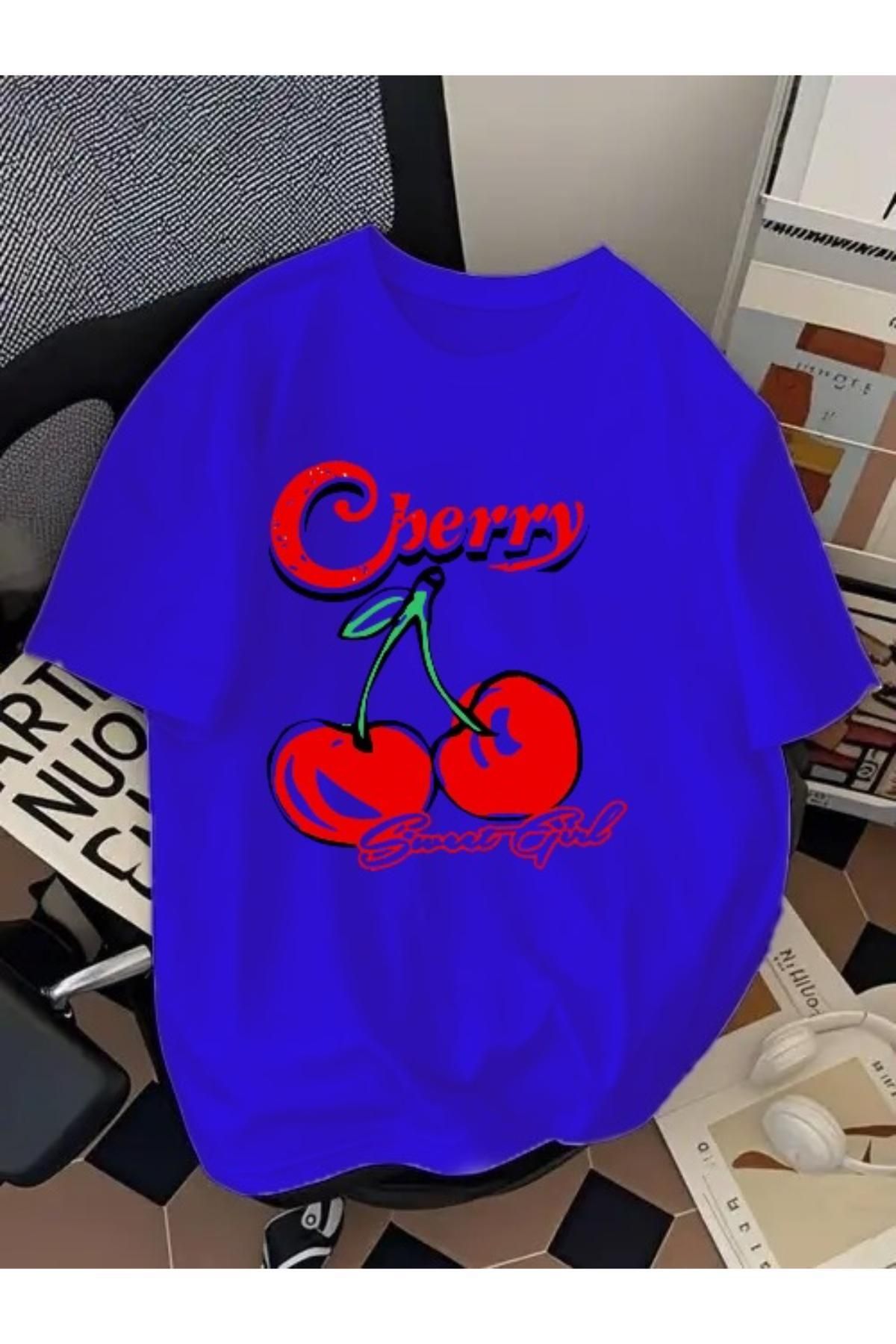 EQİ Cherry Baskılı Oversize T-Shirt