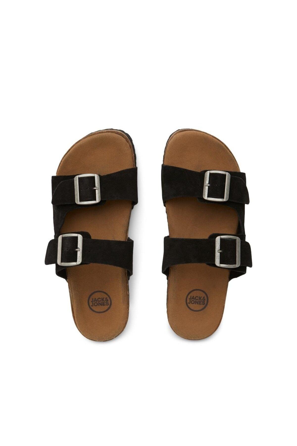 دمپایی سیاه مردانه Jack Jones چرمی جک جونز Jack & Jones