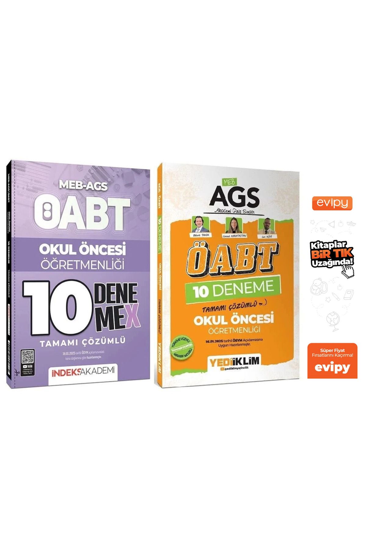 İndeks Akademi 2025 ÖABT MEB-AGS Okul Öncesi Öğretmenliği 10+10 Deneme 2 Kitap - Bülent Tanık, Can Köni Ayraç Hediy