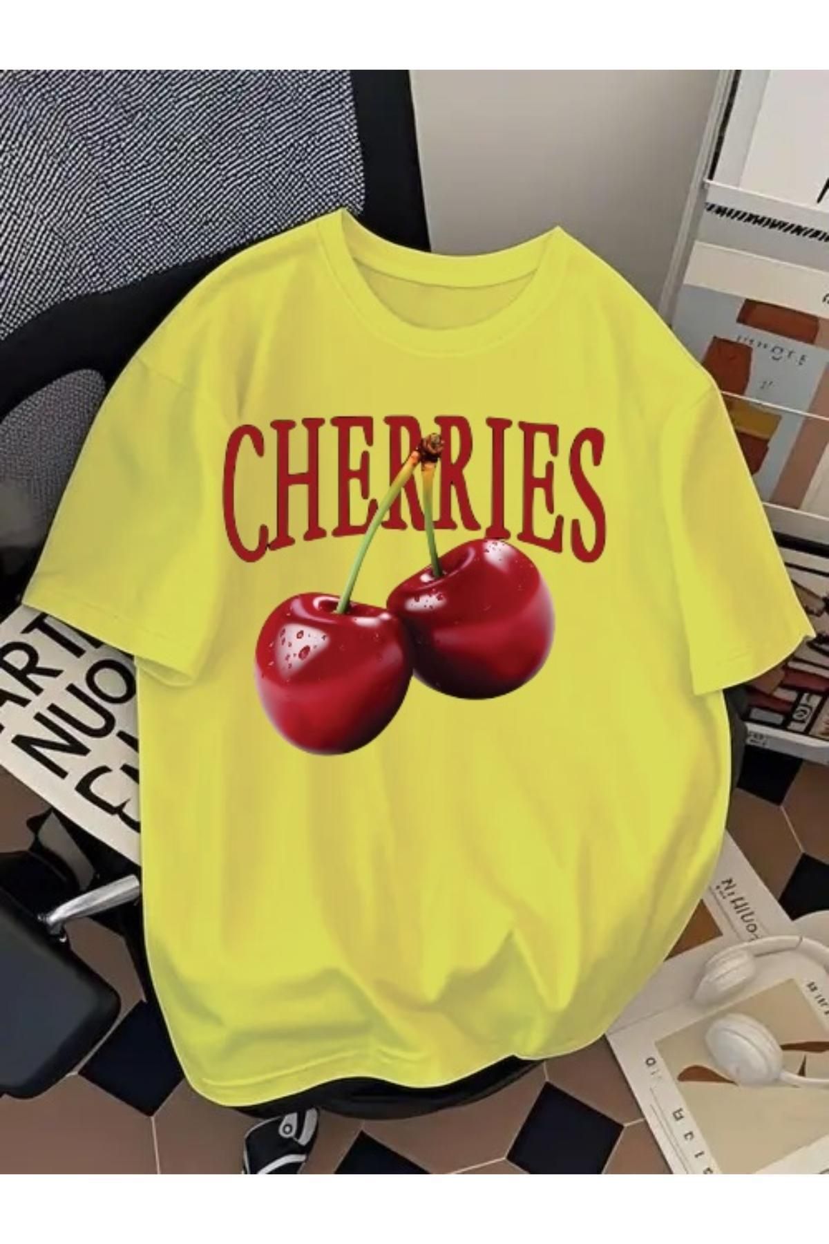EQİ Cherries Baskılı Oversize T-Shirt