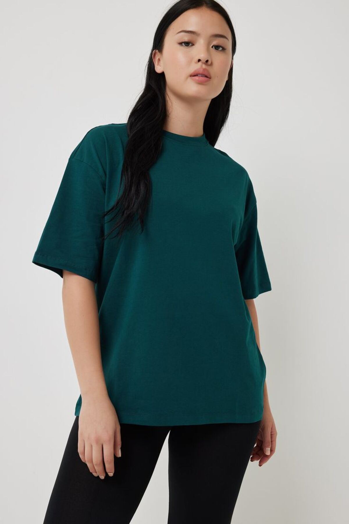ModaDeniz Gri Oversize Basic Pamuklu Rahat kesim T-shirt
