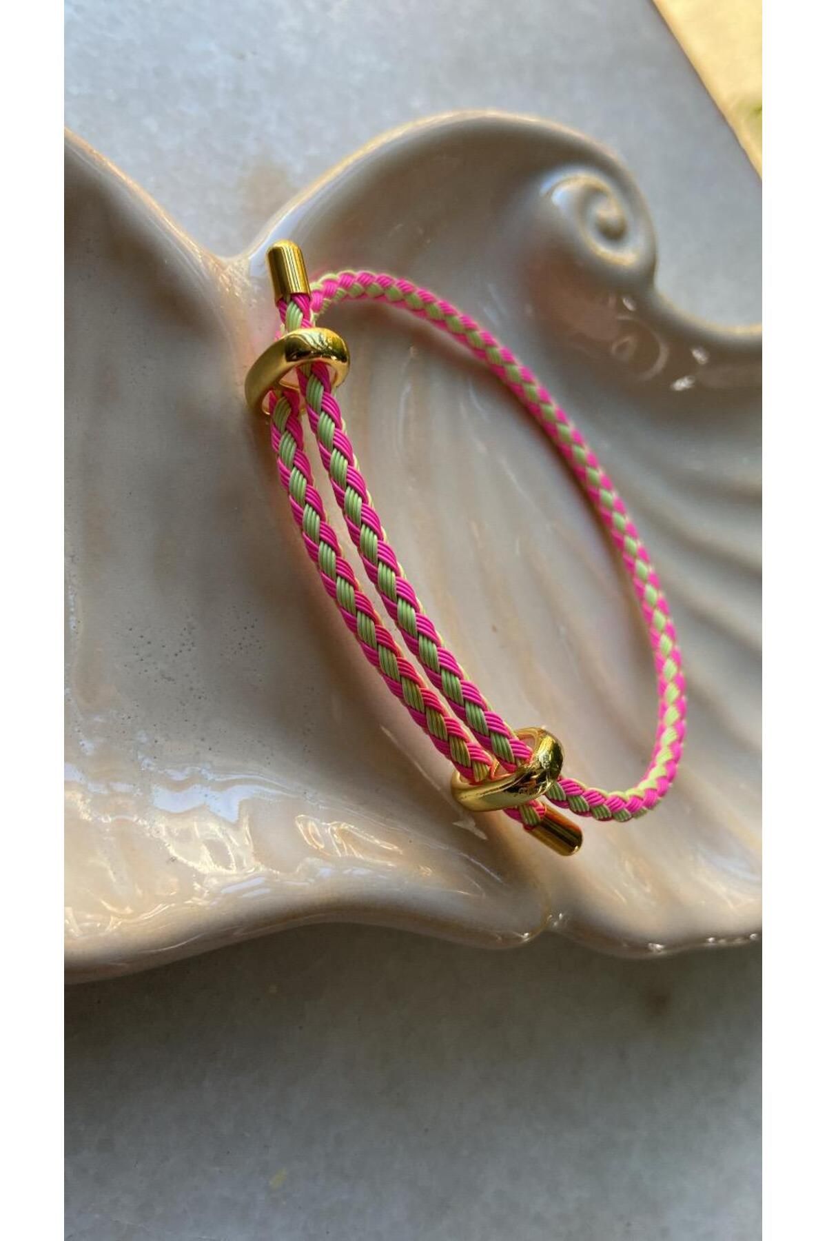 ZRN AKSESUAR İP BİLEKLİK NEON PEMBE VE SARI RENK KARIŞIMLI ŞIK TREND