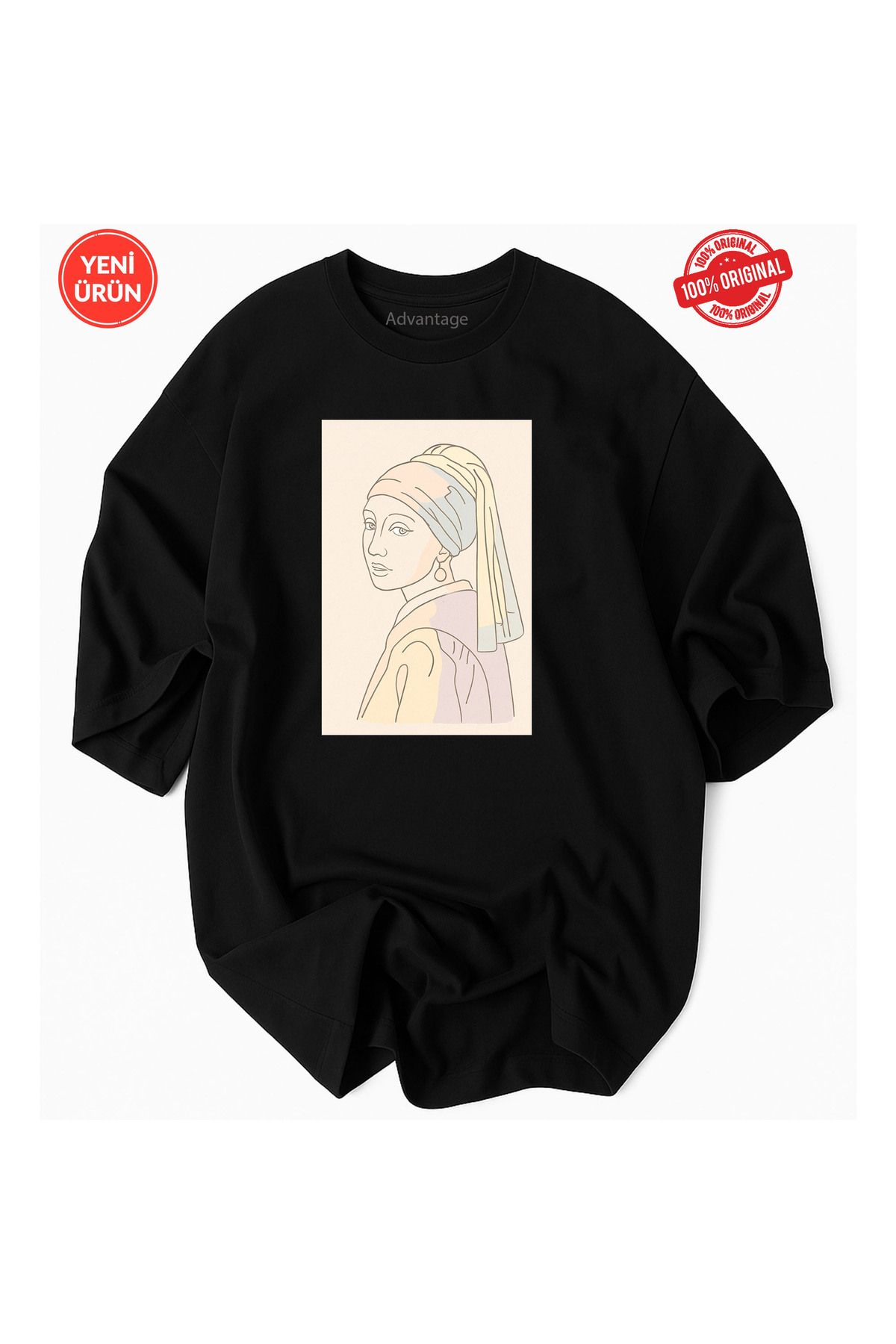 Korefanzin İnci Küpeli Kız Tasarım %100 Pamuk Premium T-Shirt