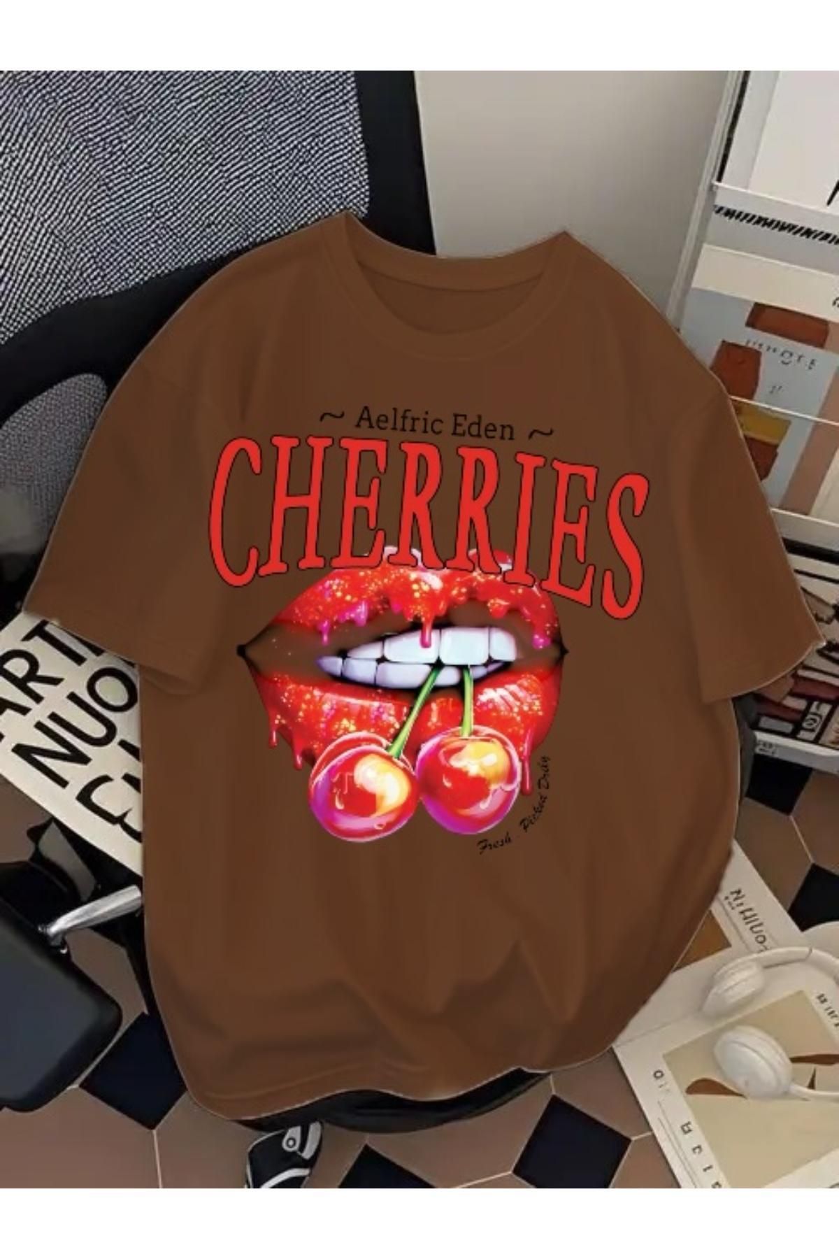 EQİ Cherries Baskılı Oversize T-Shirt