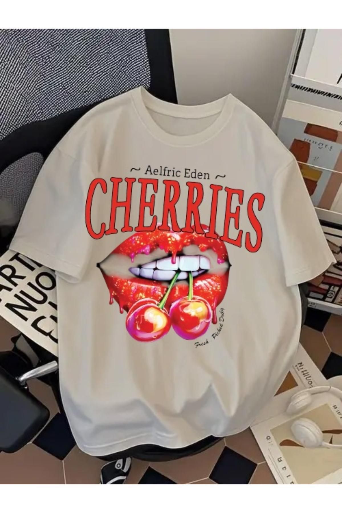 EQİ Cherries Baskılı Oversize T-Shirt