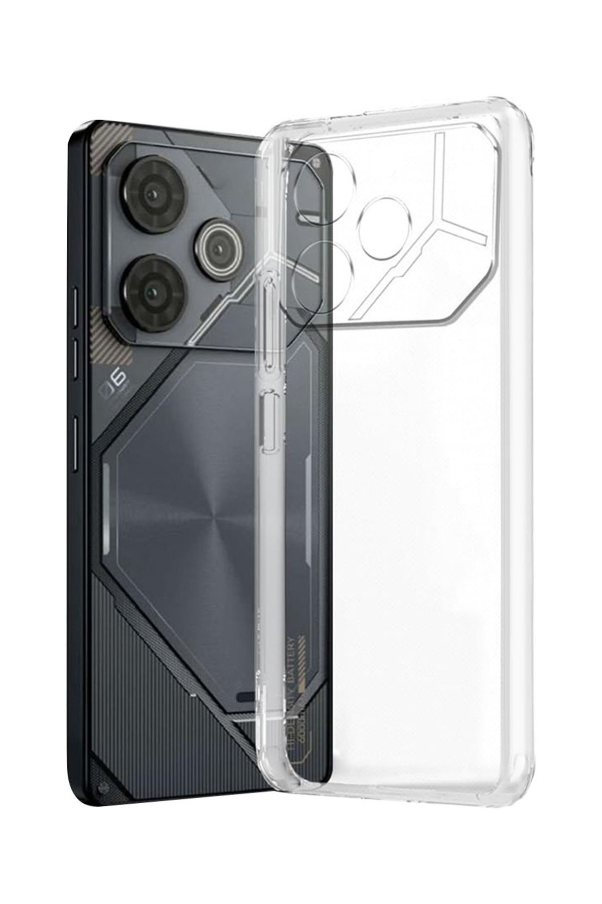 NANOSPACE Tecno Pova 6 ile Uyumlu Kapak Kamera Korumalı Süper Silikon Şeffaf Kılıf