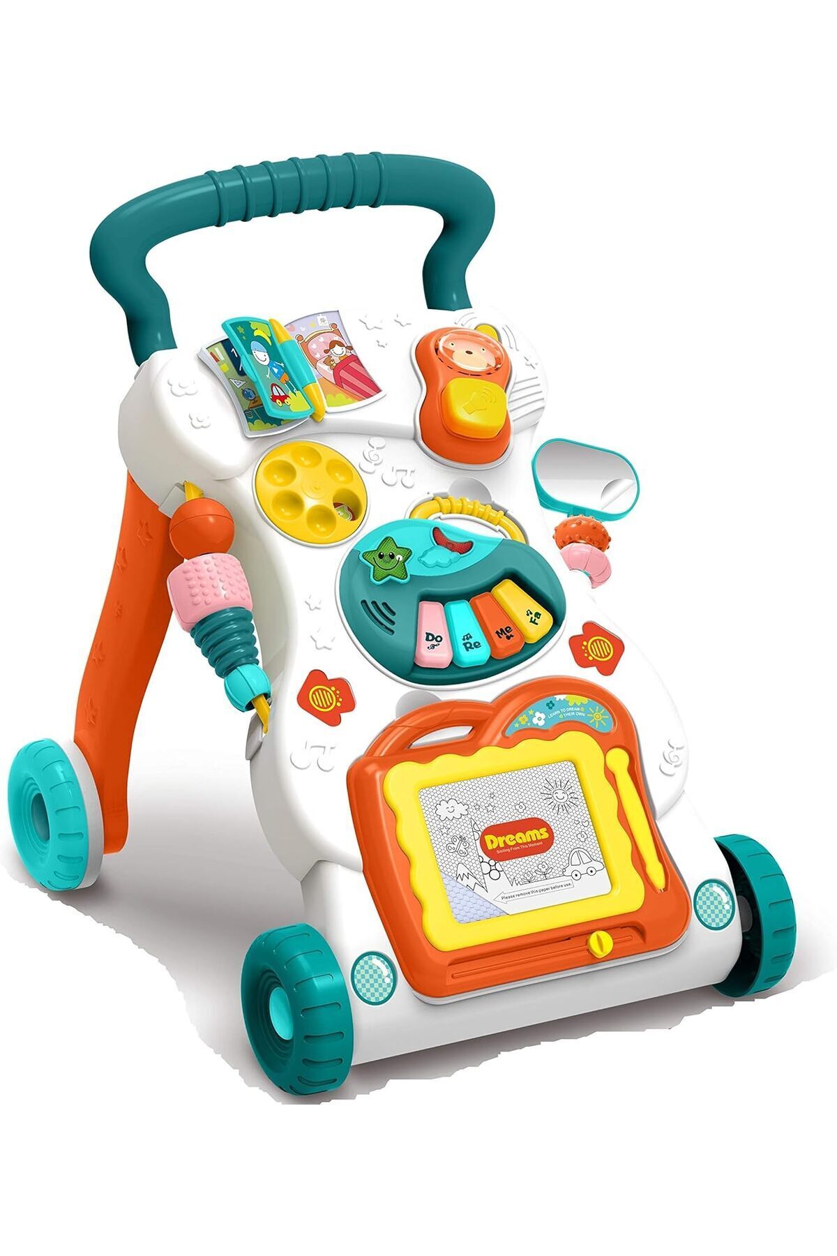 مشاية أطفال تعليمية 3 في 1 مع لوحة رسم، وضعية الجلوس والوقوف للأطفال