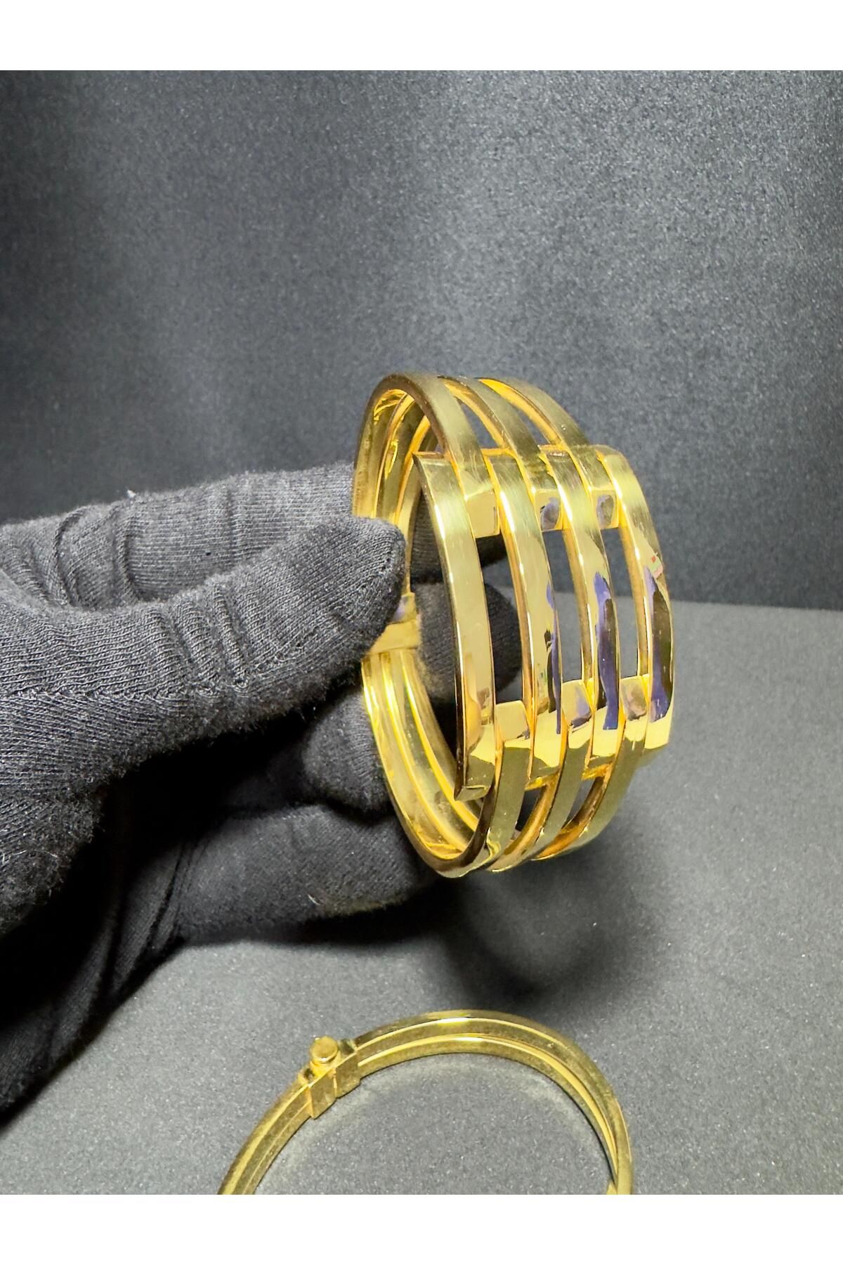 ELWEUS JEWELLERY GOLD 925 AYAR GÜMÜŞ KABURGA BİLEZİK ALTIN KAPLAMA 3 BACAKLI