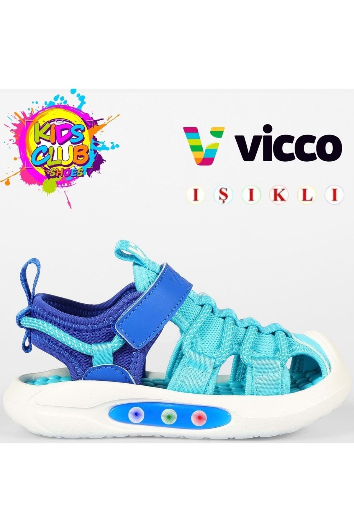 Kocamanlar Ayakkabı Vicco Thin İlk Adım Bebek Ortopedik Işıklı Çocuk Spor Sandalet YEŞİL