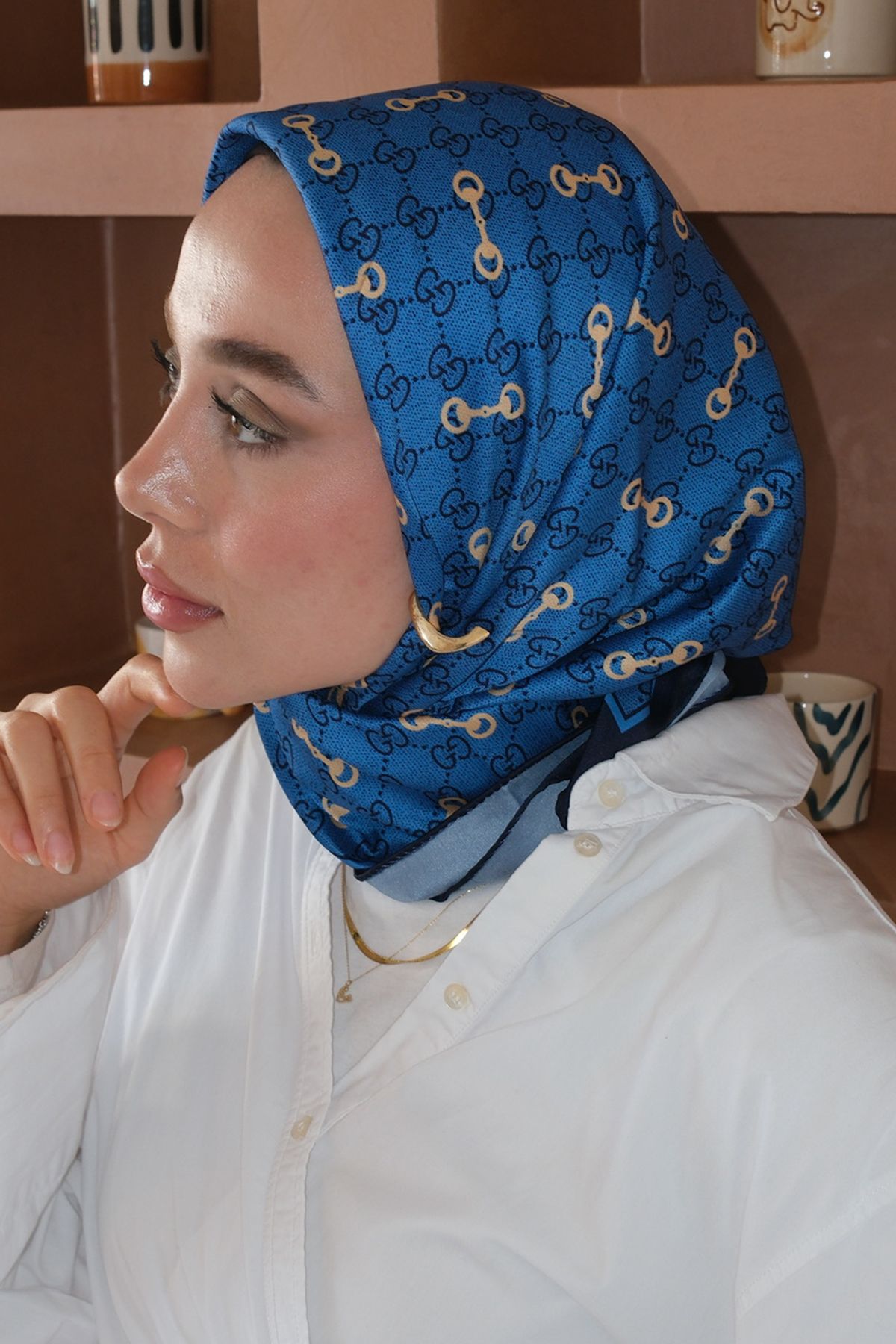 diorel Kelepçe Desen Twill Eşarp