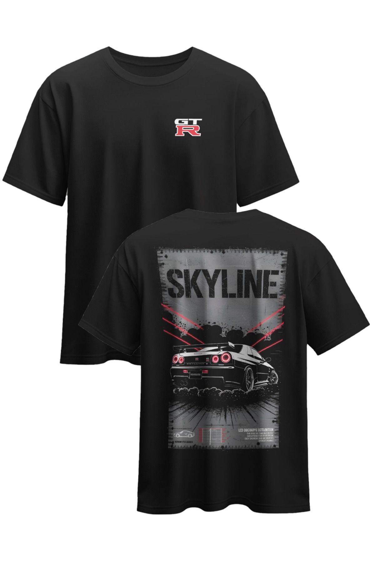 CEVİNDİ Unisex Tşört Nissan Skyline GT-R Özel Tasarım Baskılı Pamuklu Compact Penye T-shirt (OVERSİZE)
