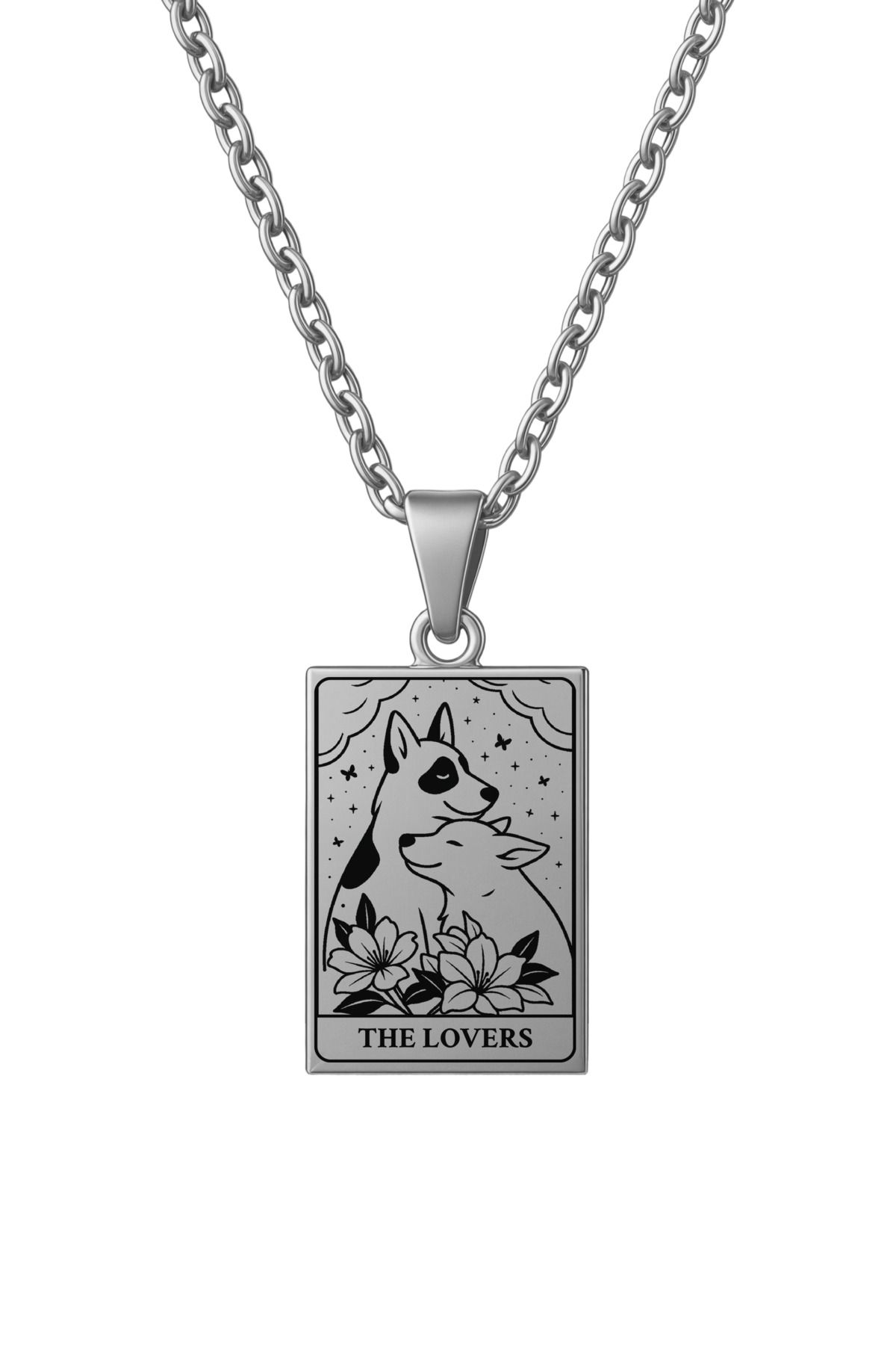 ArtinArt The Lovers- Aşıklar Köpek Tarot Kart | 316L Çelik Kolye