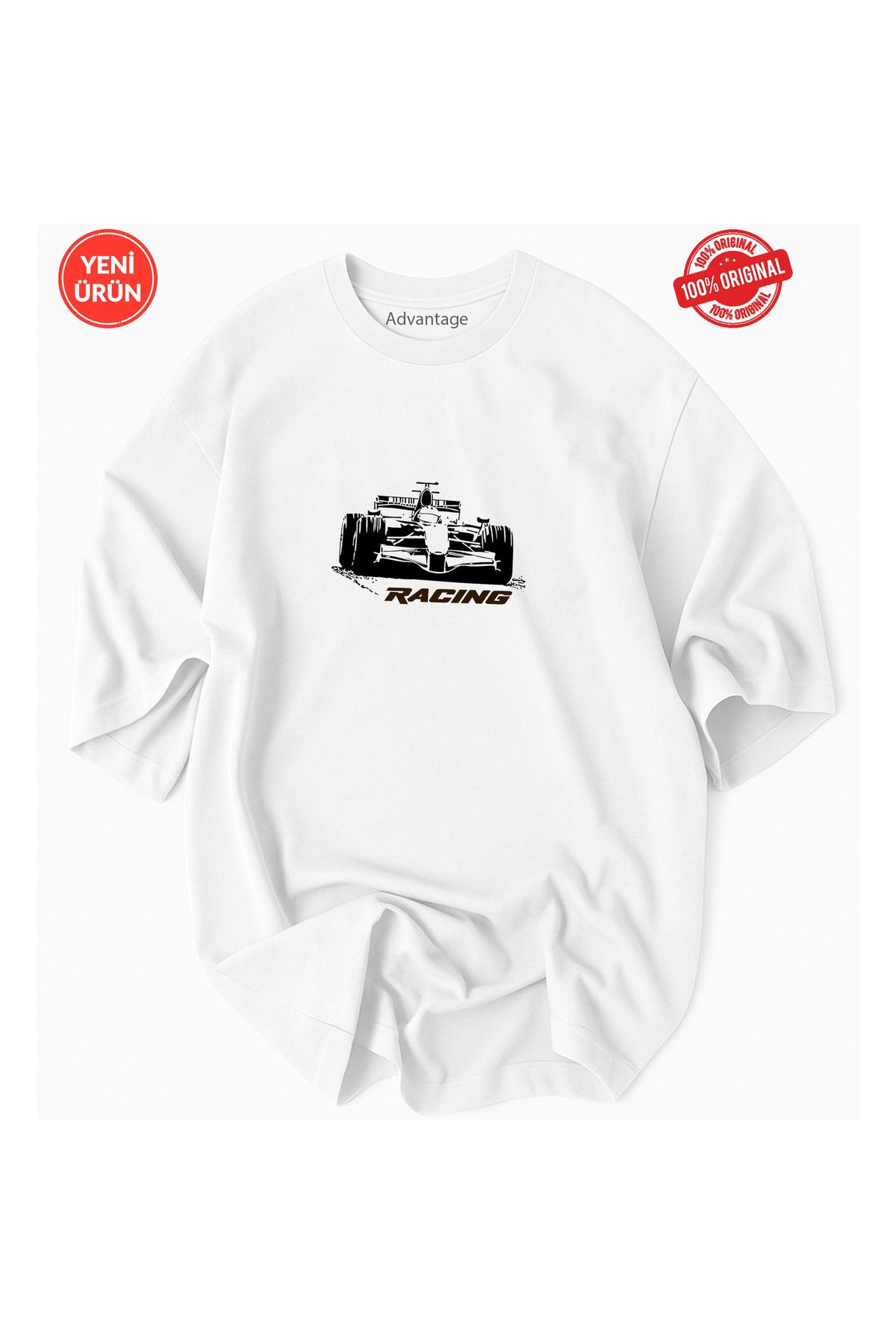 Advantage Motorsport Racıng Yarış Arabası Baskılı %100 Pamuklu Lisanslı Premium T-Shirt